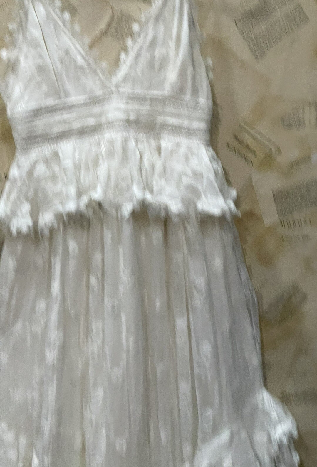 Anthropologie Rococo Sand Marla Long Dress Tiered Embroider Floral Ivory L NWT