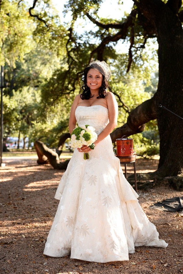 Oleg Cassini Floral Jacquard Trumpet Gown with Tiered Skirt