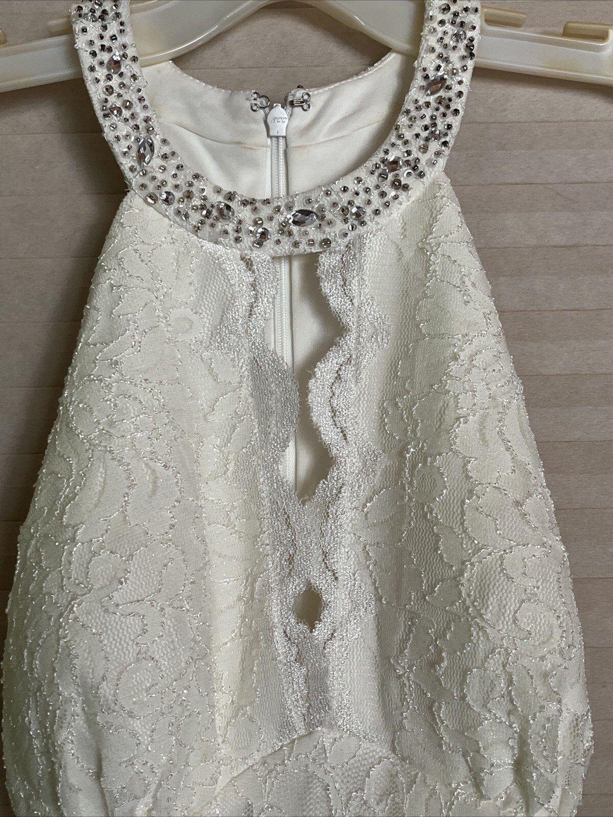 Davids Bridal DB Studio Tea Length Wedding Dress Ivory Size 4 Lace & Jewels