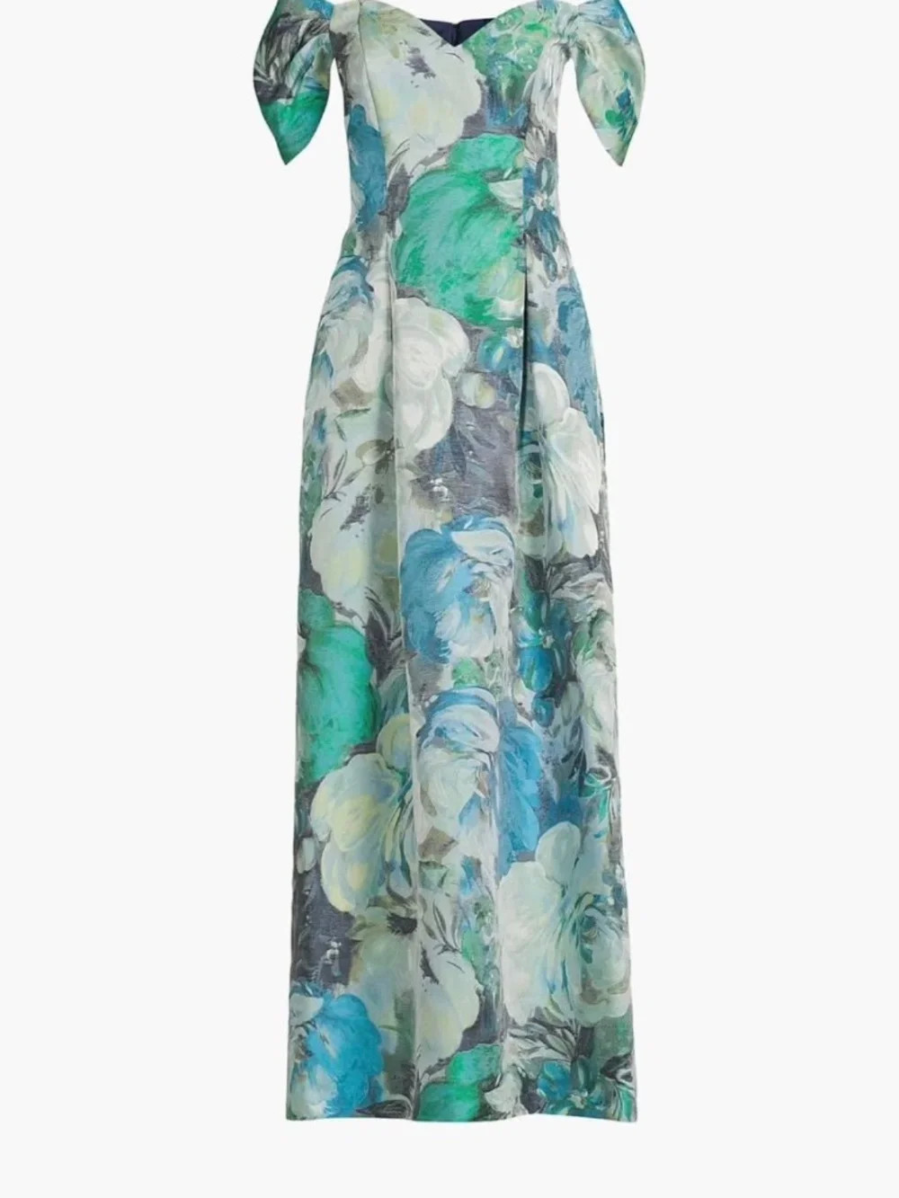 NWT Aidan Mattox Off Shoulder Floral Jacquard Pleated Gown Size 8 MSRP $550.00