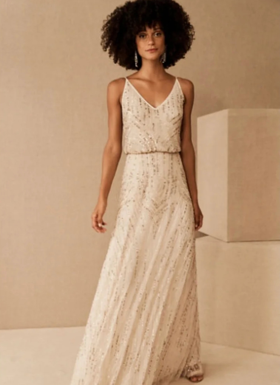 New Fidelia Art Deco-style beaded dress by BHLDN / Anthropologie – never-worn