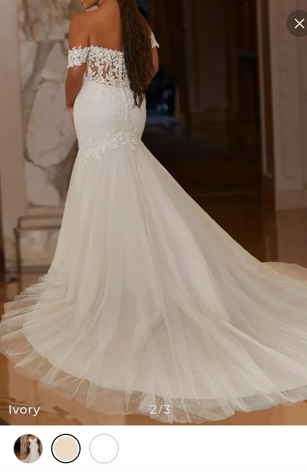 Ivory Sweetheart Lace Embroidered Tulle Mermaid Train Gown Buttons 20W