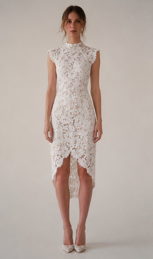 LOVER The Label Lace Midi Dress AU 8 Ivory Bridal Engagement Designer RRP $995