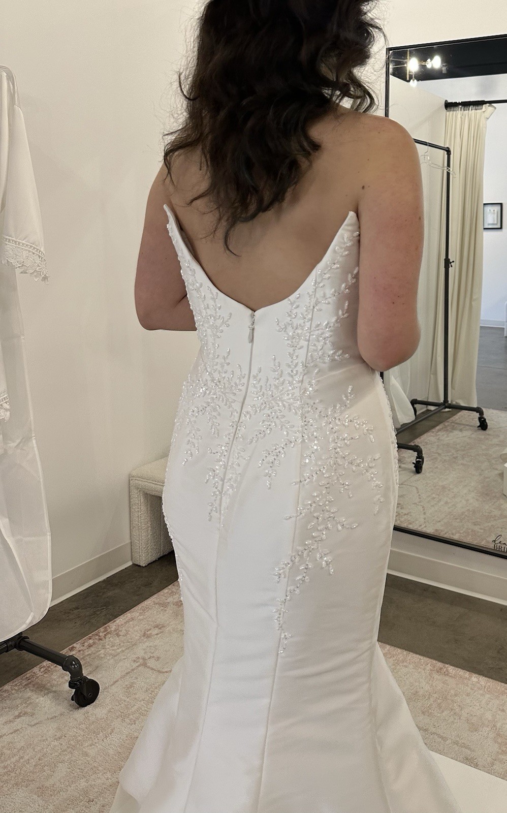 Dany Tabet Talia Ivory Mermaid Satin Wedding Dress Square Neck Size 12