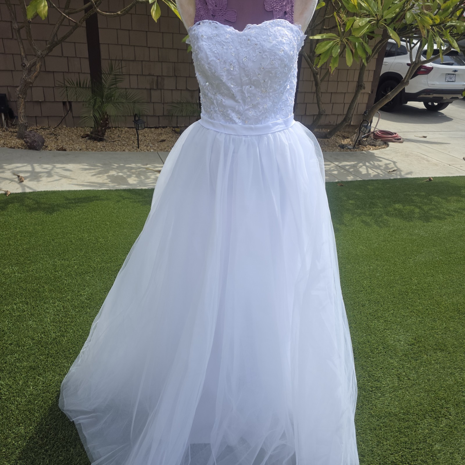 Davids Bridal Wedding Dress Womens 8/10 White A-Line Princess Quinceañera