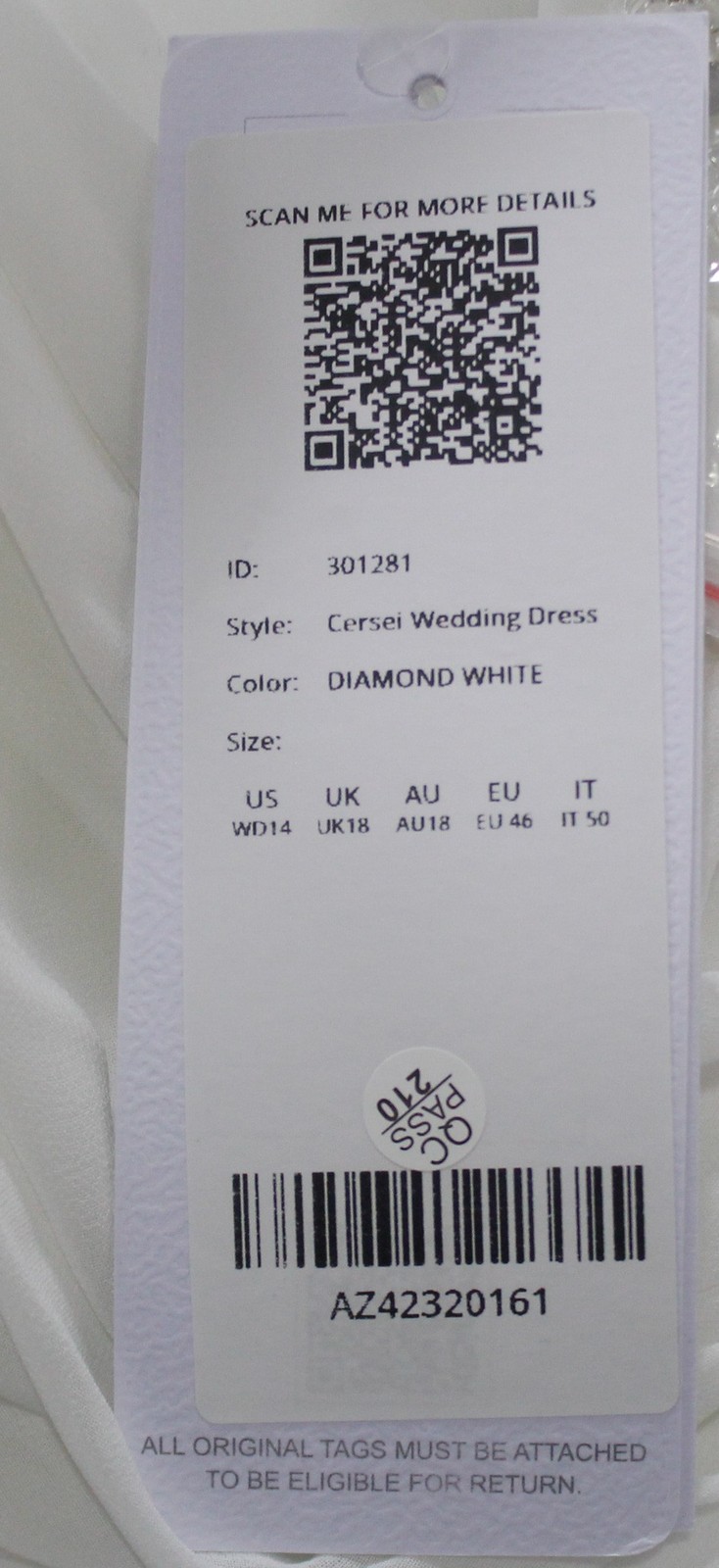 Azazie Women’s Cersei A-Line Pleated Wedding Dress AP2 Diamond White Size: WD14