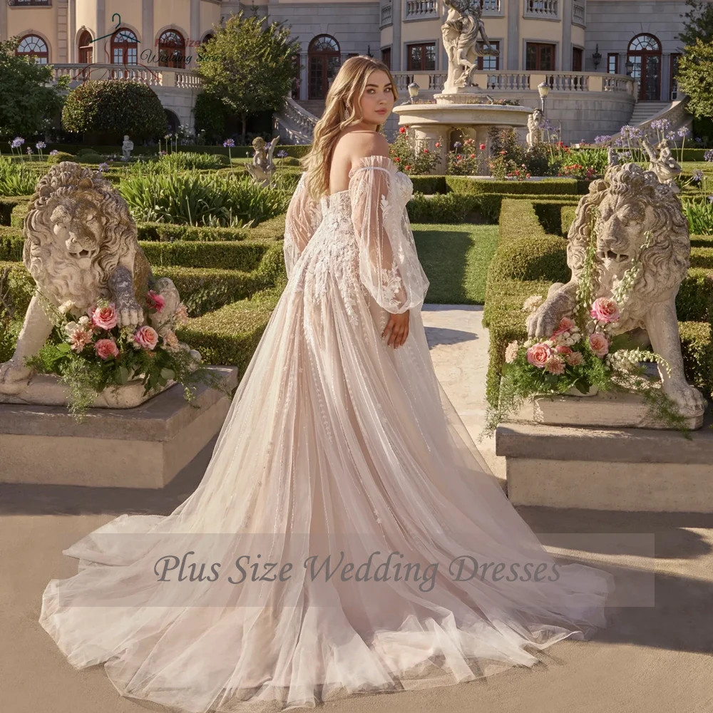 Plus Size Wedding Dresses Sweetheart Applique Tulle Bridal Gowns Custom Size