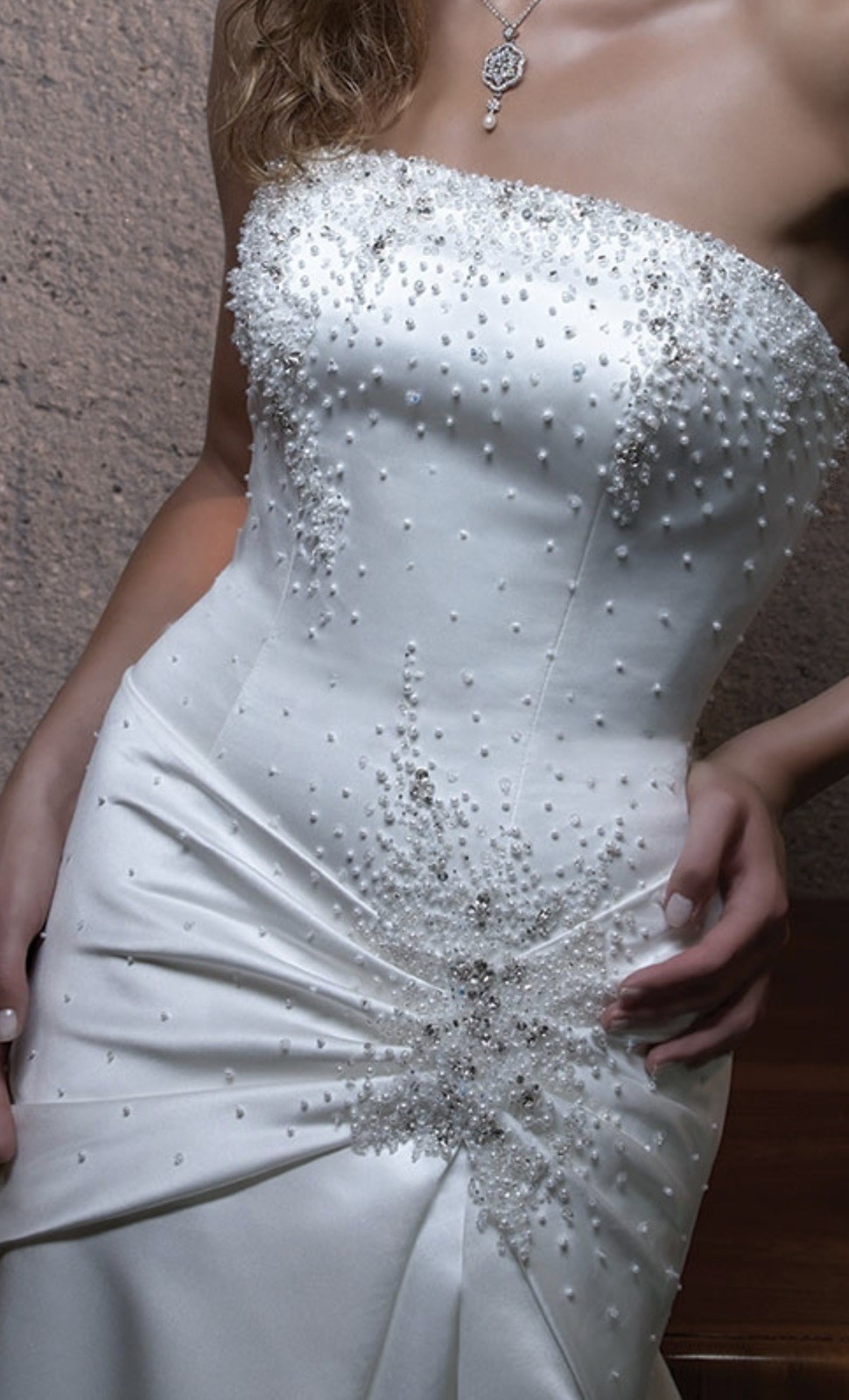 Glamorous renaissance Bridal mermaid Strapless Satin Wedding Dress Beading S14