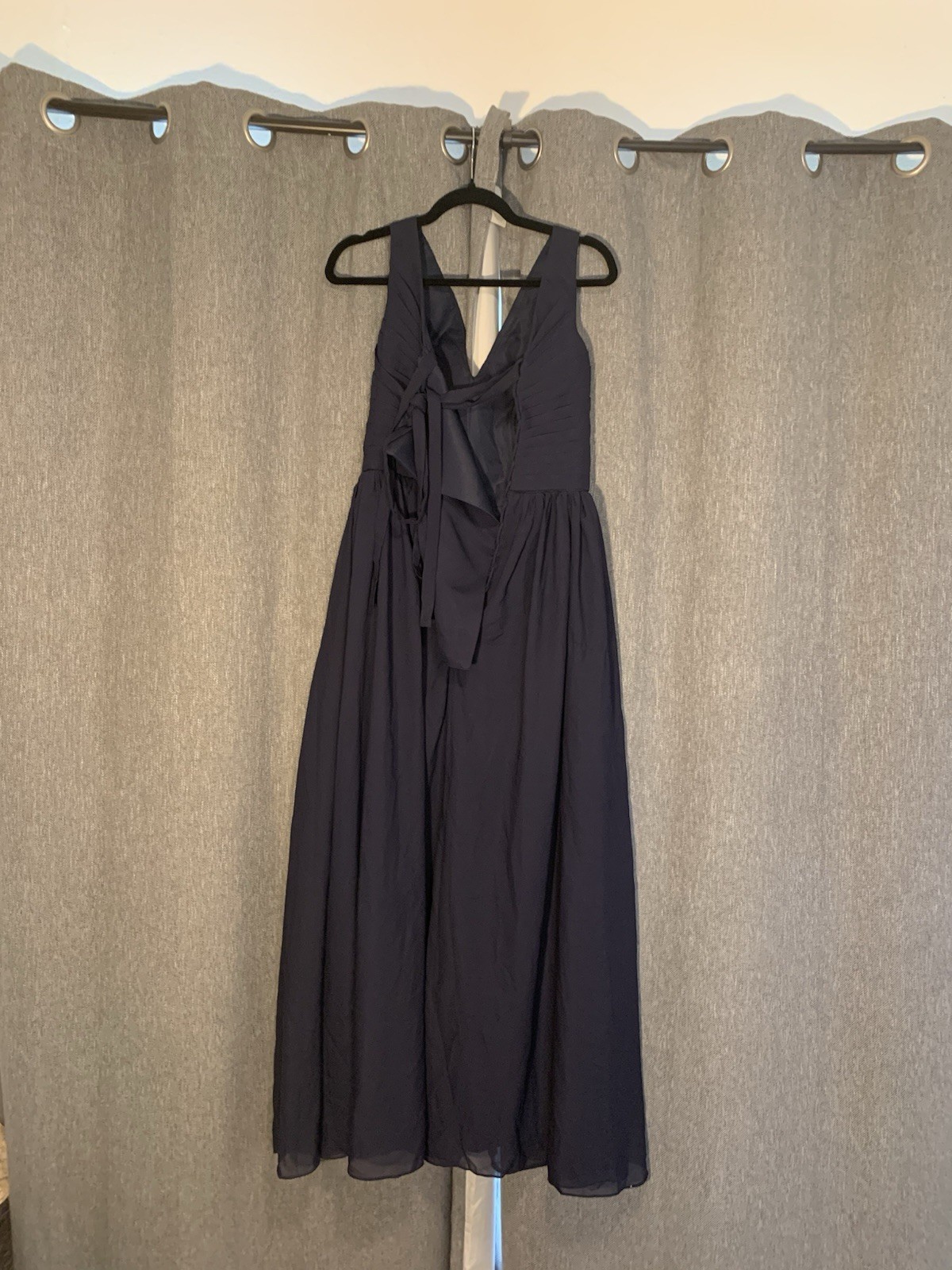 POMUYOO Blue Sleeveless V-Neck Pleated A-Line Chiffon Full-Length Dress 4