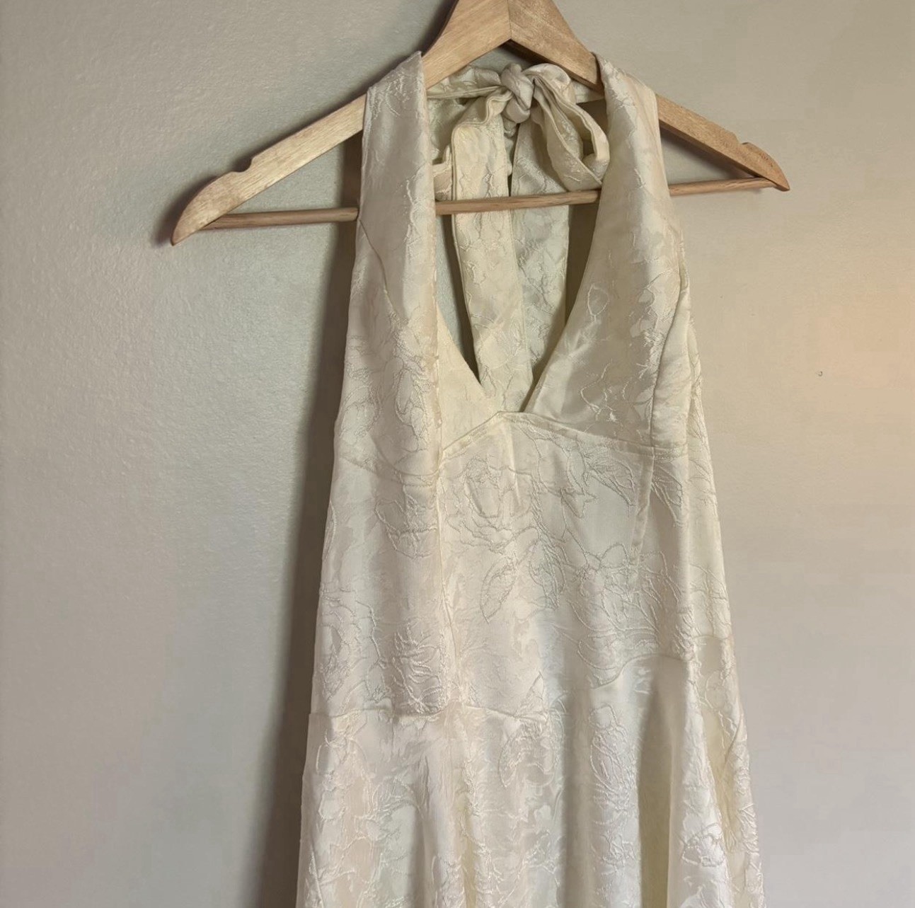 Vintage bridal cream halter midi dress