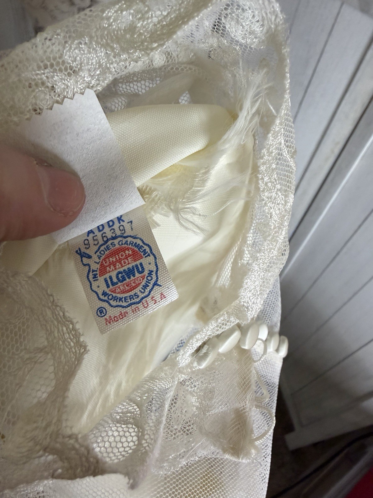 Vintage 50s 60s Alfred Angelo Lace High Neck Wedding Gown Victorian Prairie XS