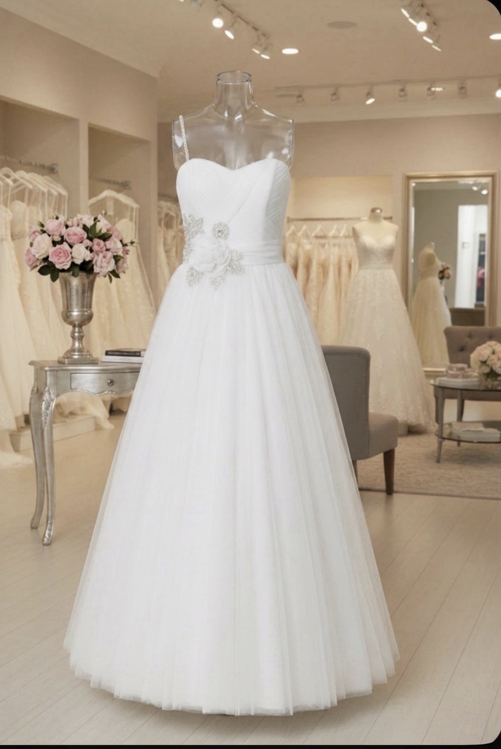 Oleg Cassini Sweetheart Sleeveless A-Line Tulle Ball Gown Wedding Dress 4