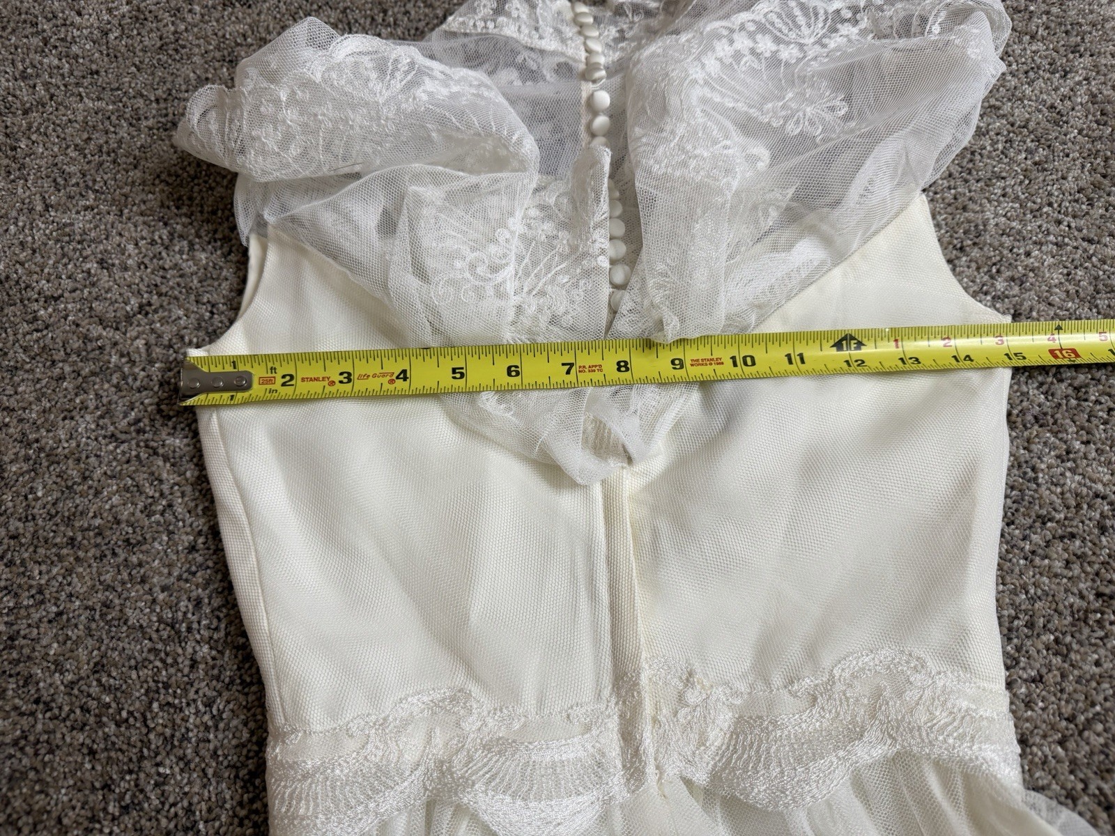 Vintage 50s 60s Alfred Angelo Lace High Neck Wedding Gown Victorian Prairie XS