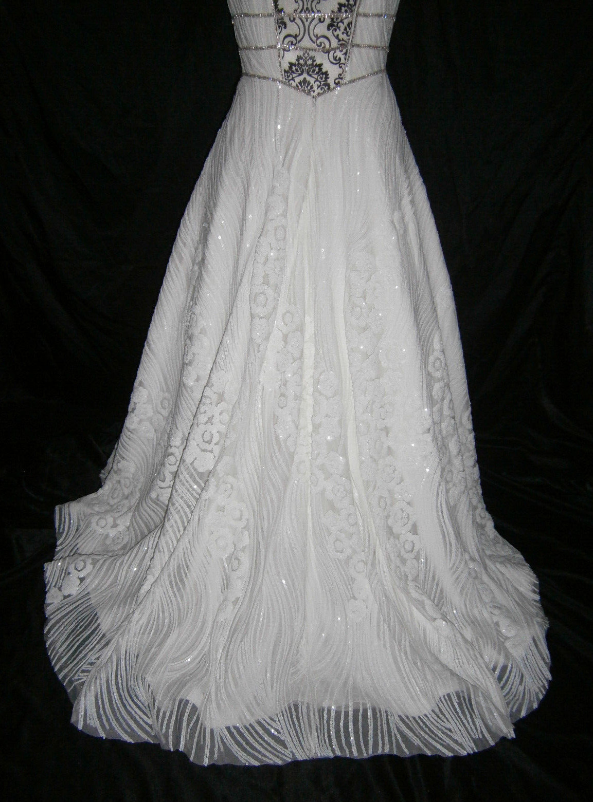 Ashley & Justin Wedding Dress 12 Ivory A-Line Tulle White Sequins Crystals WOW
