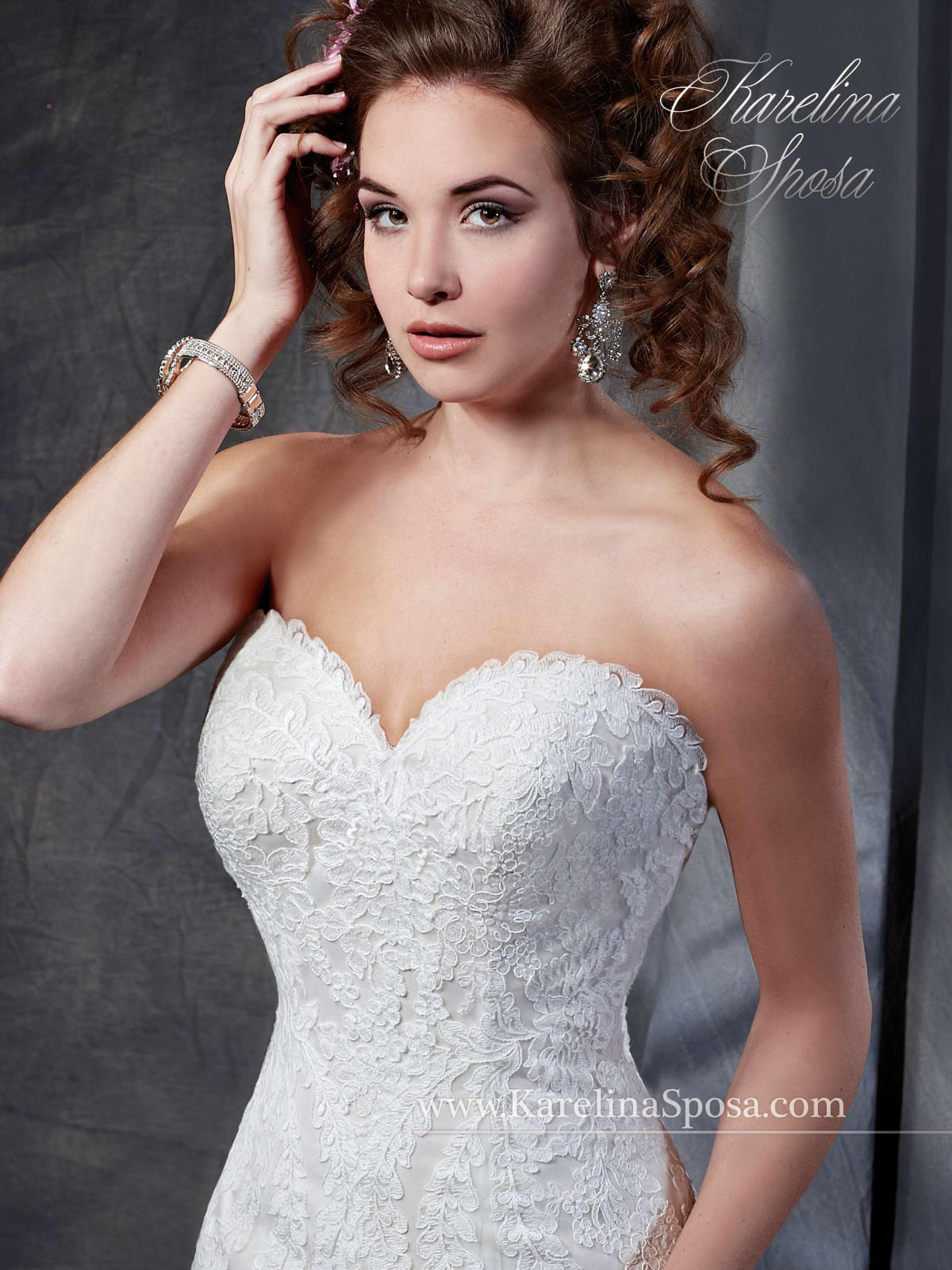 NEW Karelina Sposa Marys Bridal C8040 Trumpet Fit Flare Lace Wedding Dress Ivory