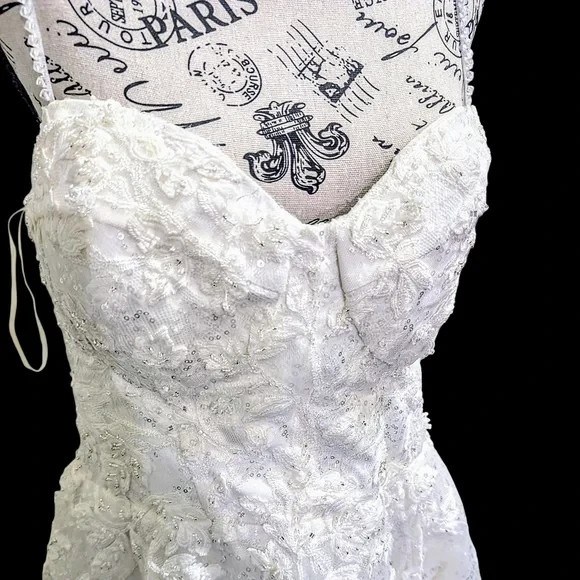 Maria Anette 5316 Elegant Sparkling Ivory White Wedding Gown With 2 Veils