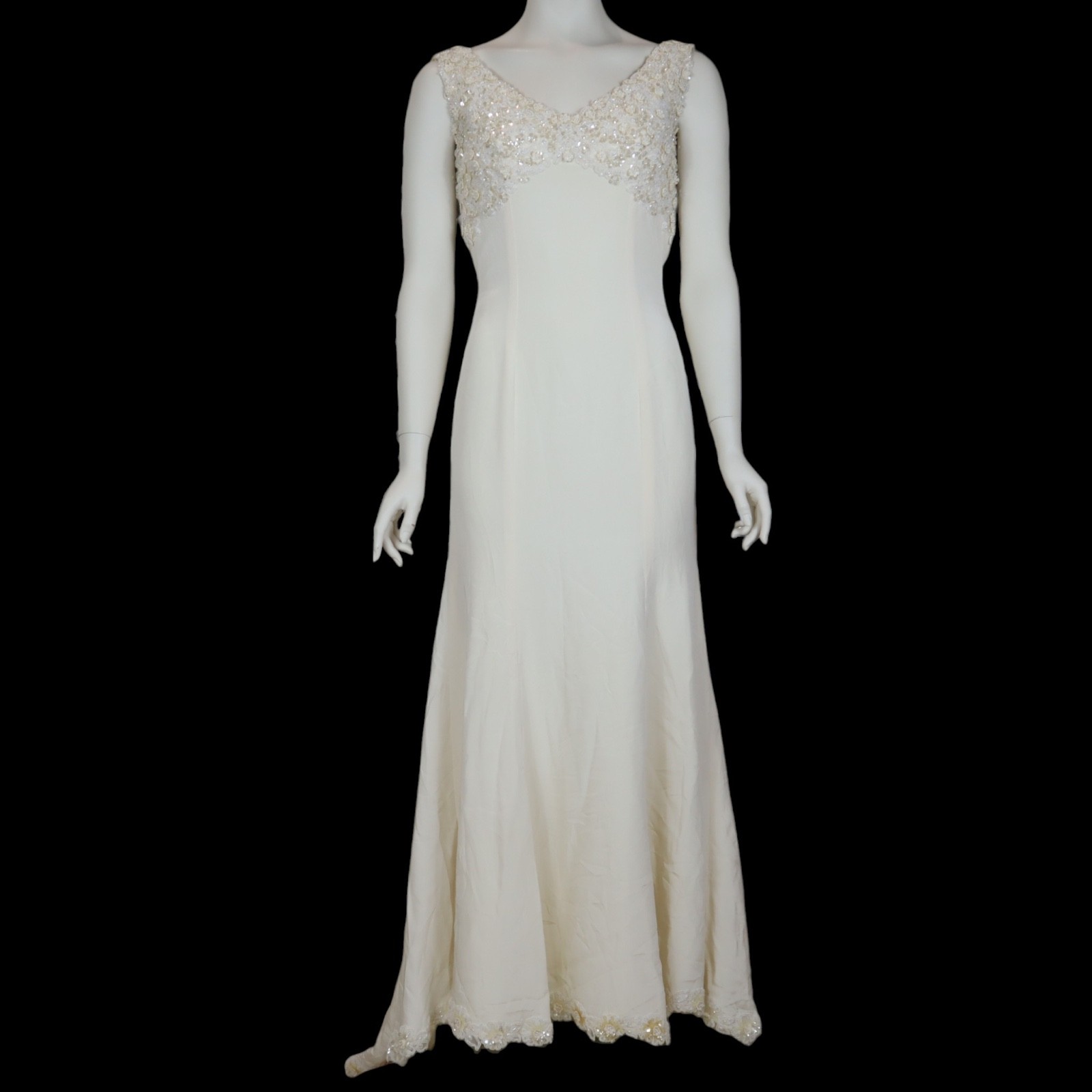 Vintage Diamond Collection Wedding Dress Scoop Back Embellished 90s Women’s 6