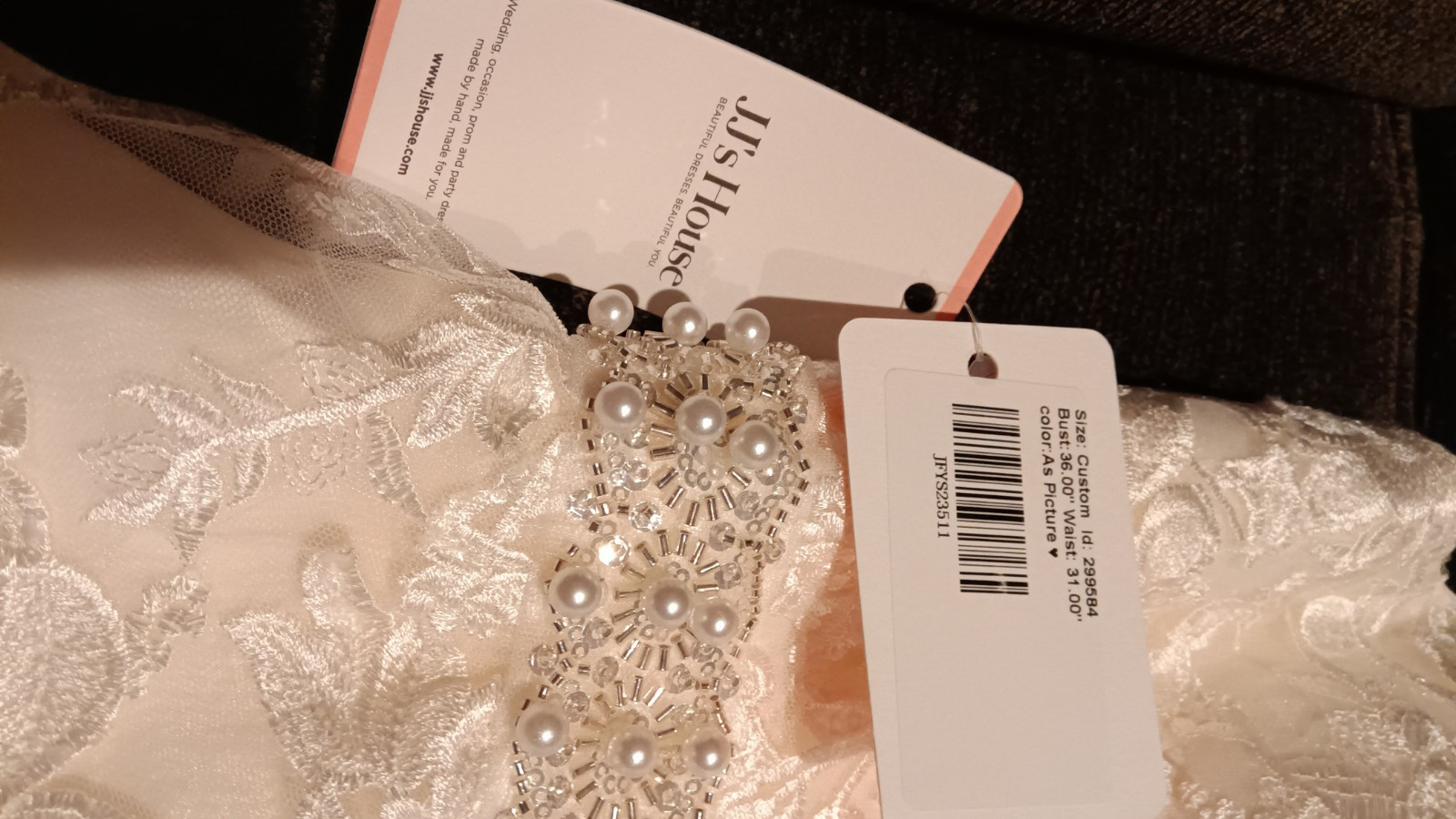 JJ’s House wedding Dress A-line V-Neck Knee-Length Tulle Lace Sz 4 NWT