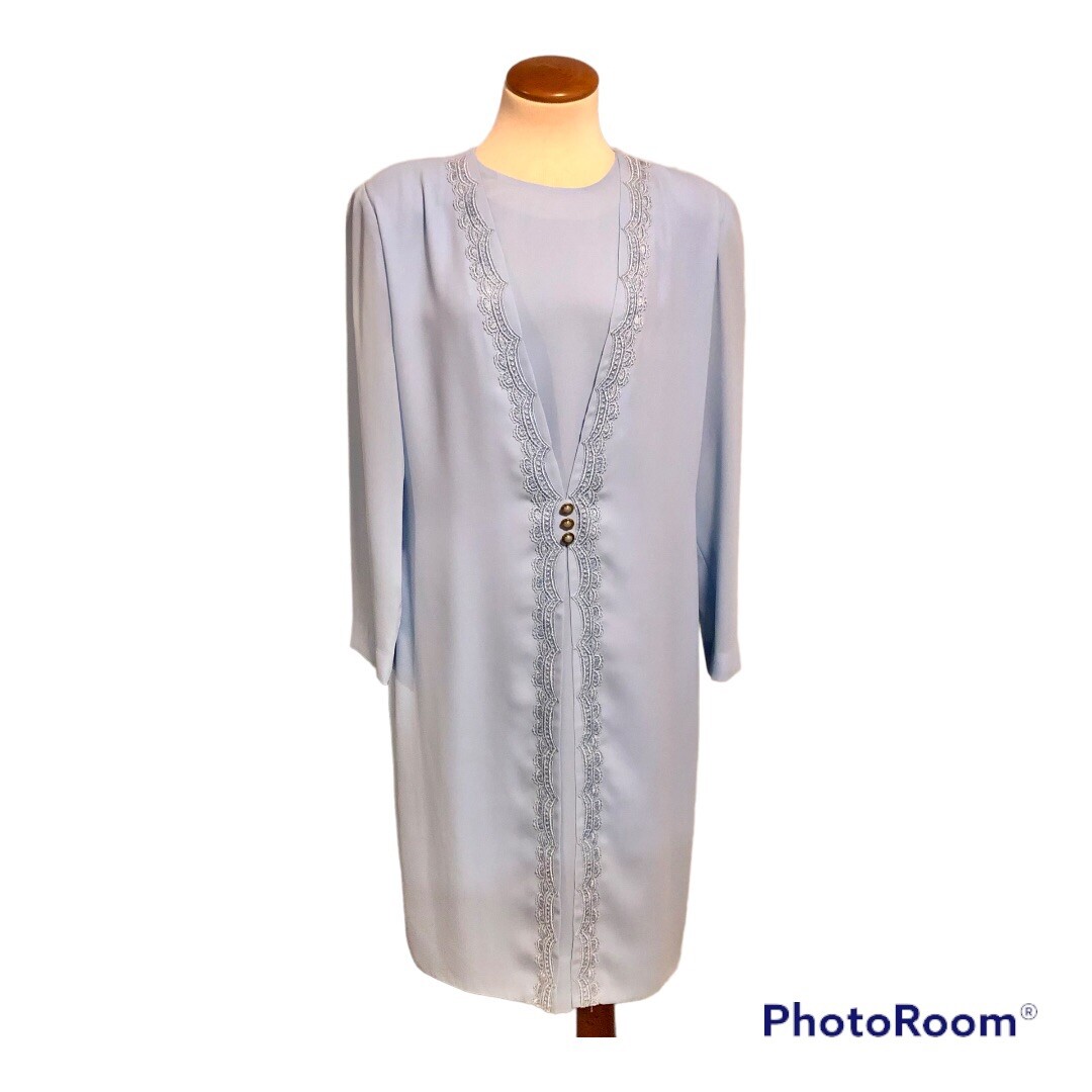 Vintage Henry Lee Sheath Dress Formal Wedding Powder Blue Womens 12P