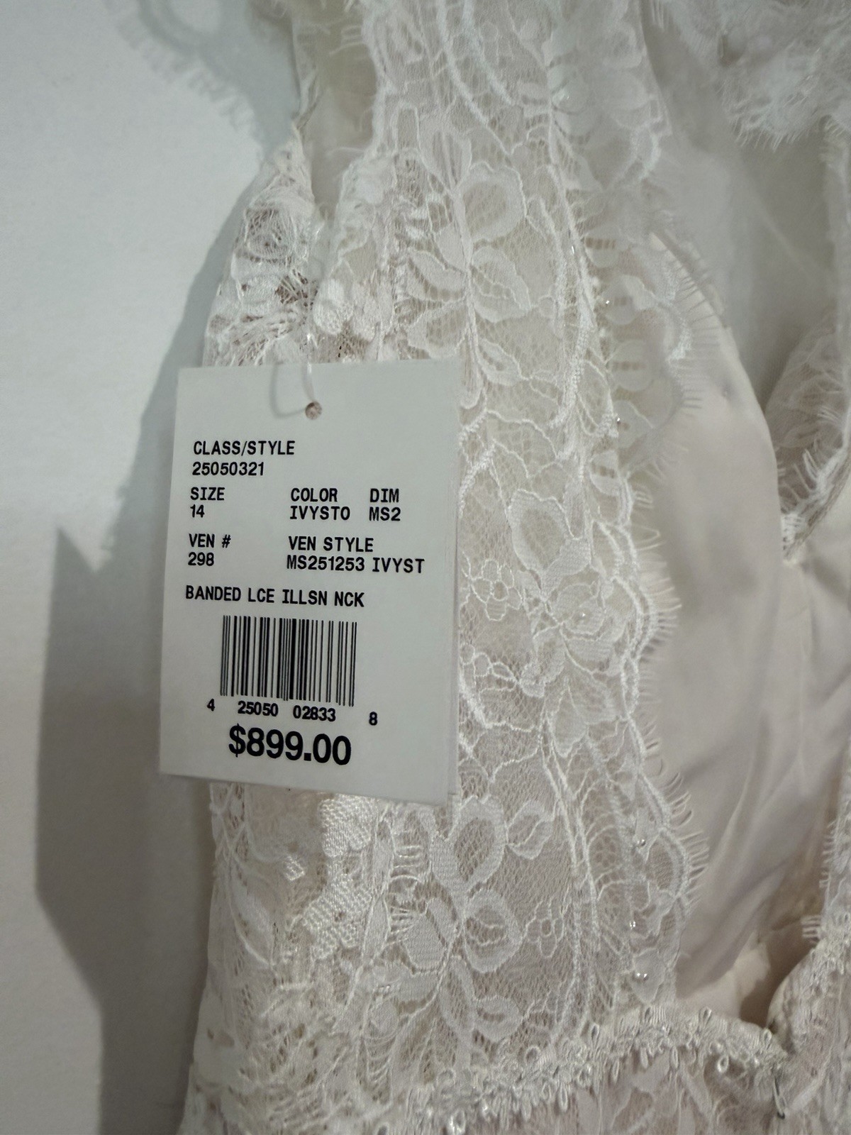 David’s Bridal Melissa Sweet High Neck Cap Sleeve Wedding Dress Size 14 NEW NWT