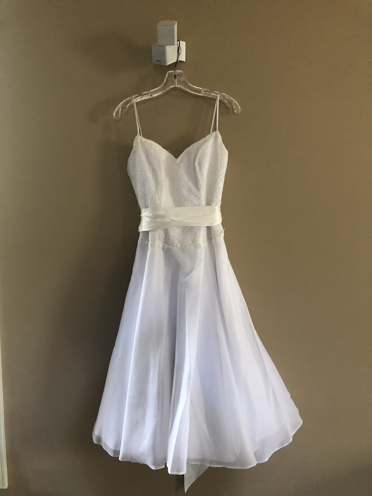 2be White Tea Length Wedding Dress Size 8