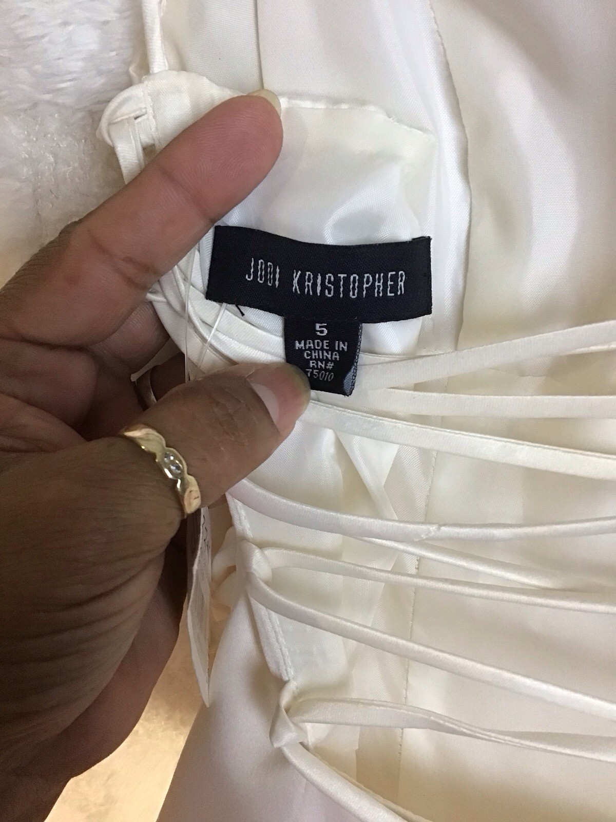 Jodi Kristopher Satin Wedding Dress A Line Gown Wt Silver Sz 5