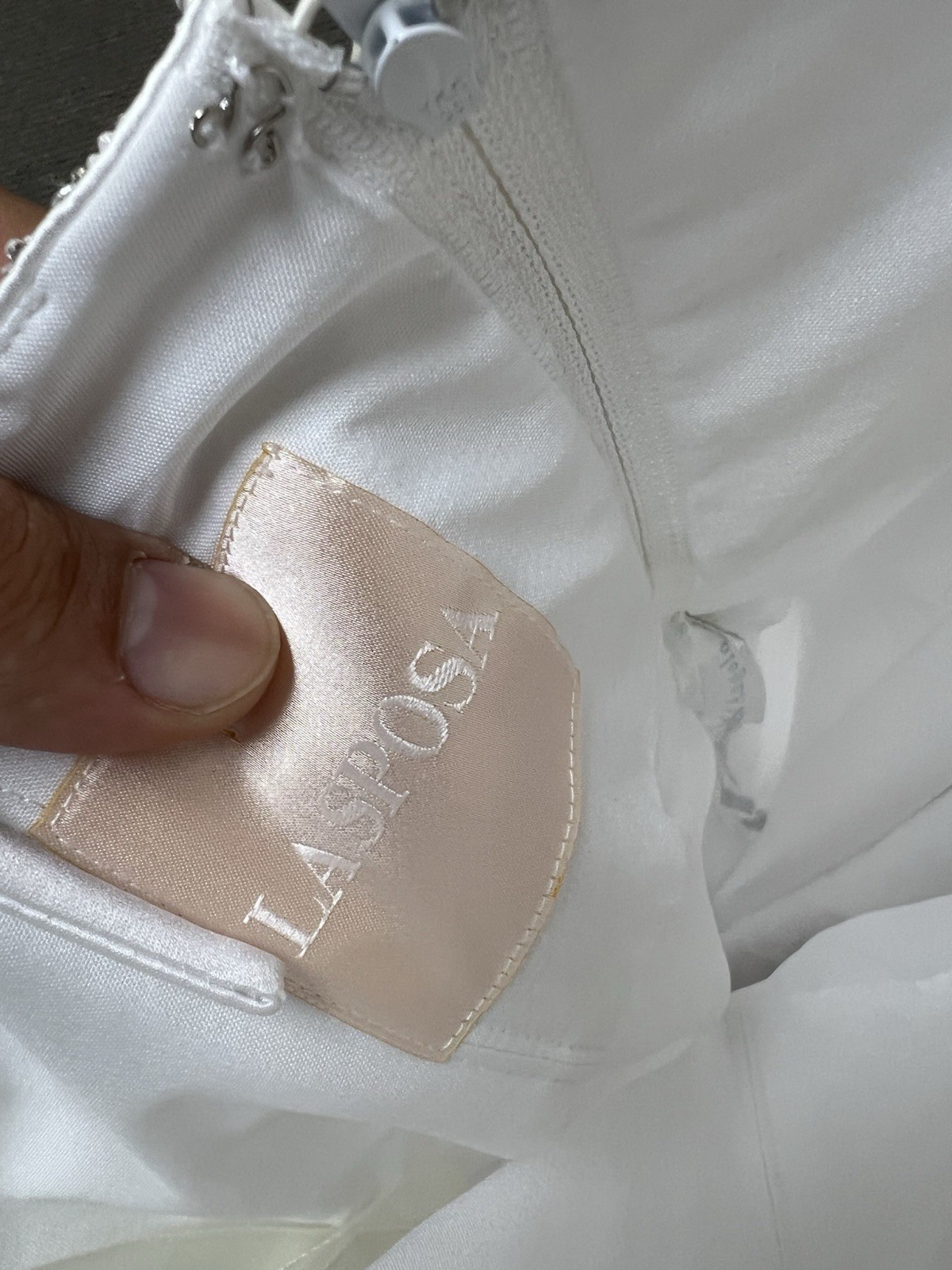 Beautiful White LA SPOSA Wedding Dress – (was $2150) Size UK 6 / US 8