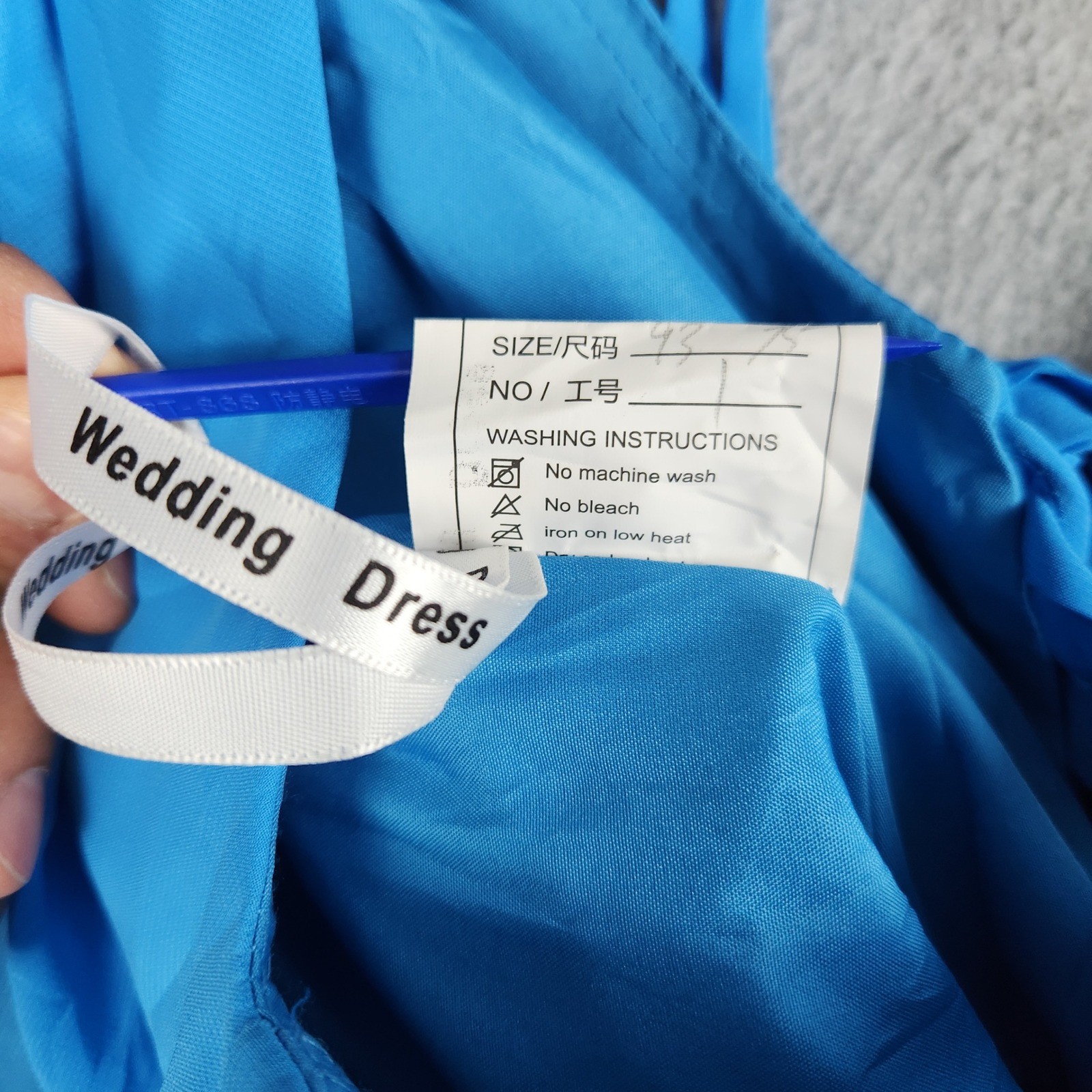 Womens 2 Wedding Dress Blue Flutter Sleeve Square Neck High Slit Lace Up Back