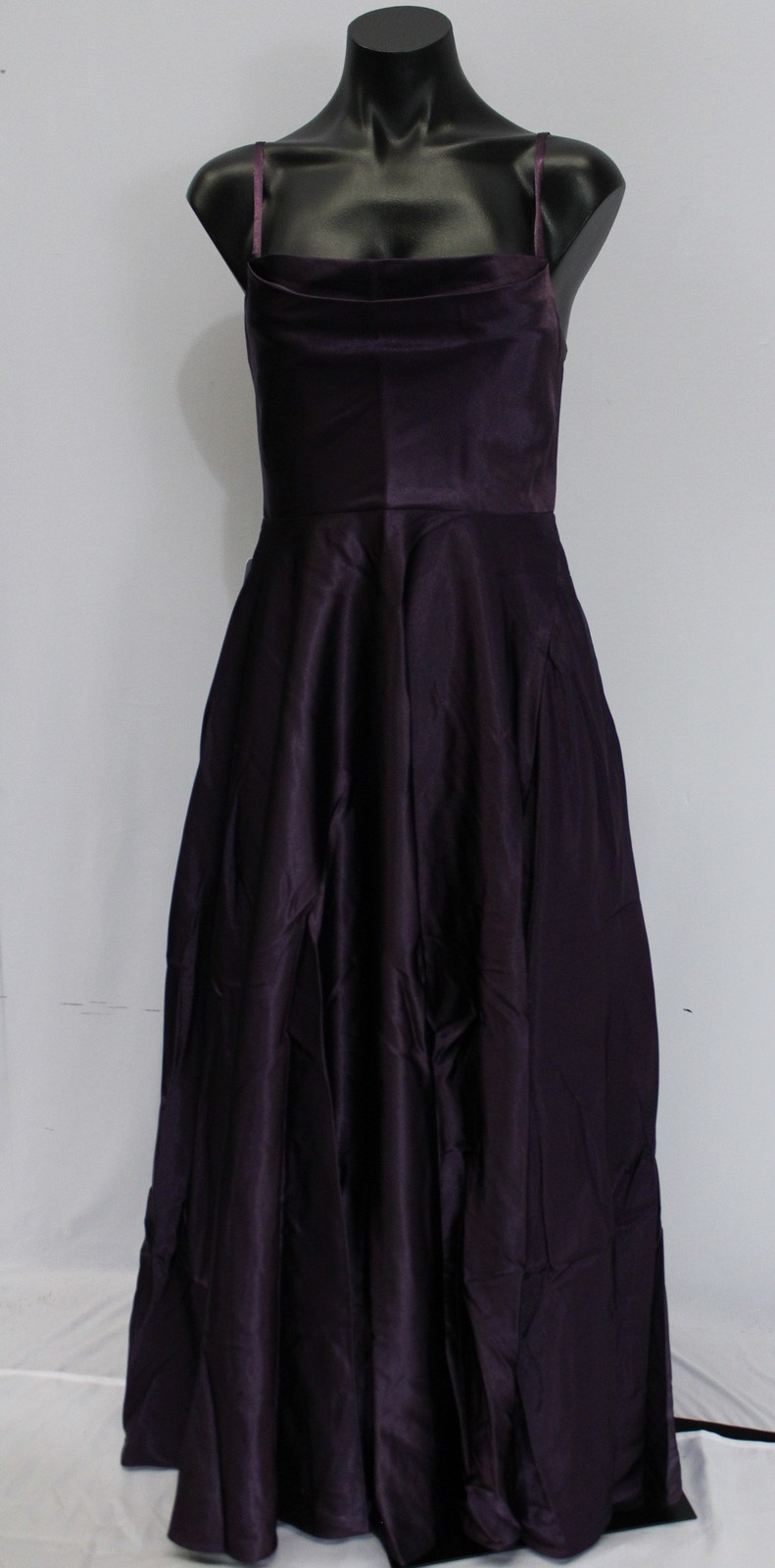 Azazie Women’s Elle A-Line W/ Pockets Metallic Satin Dress AP2 Plum Size: Custom