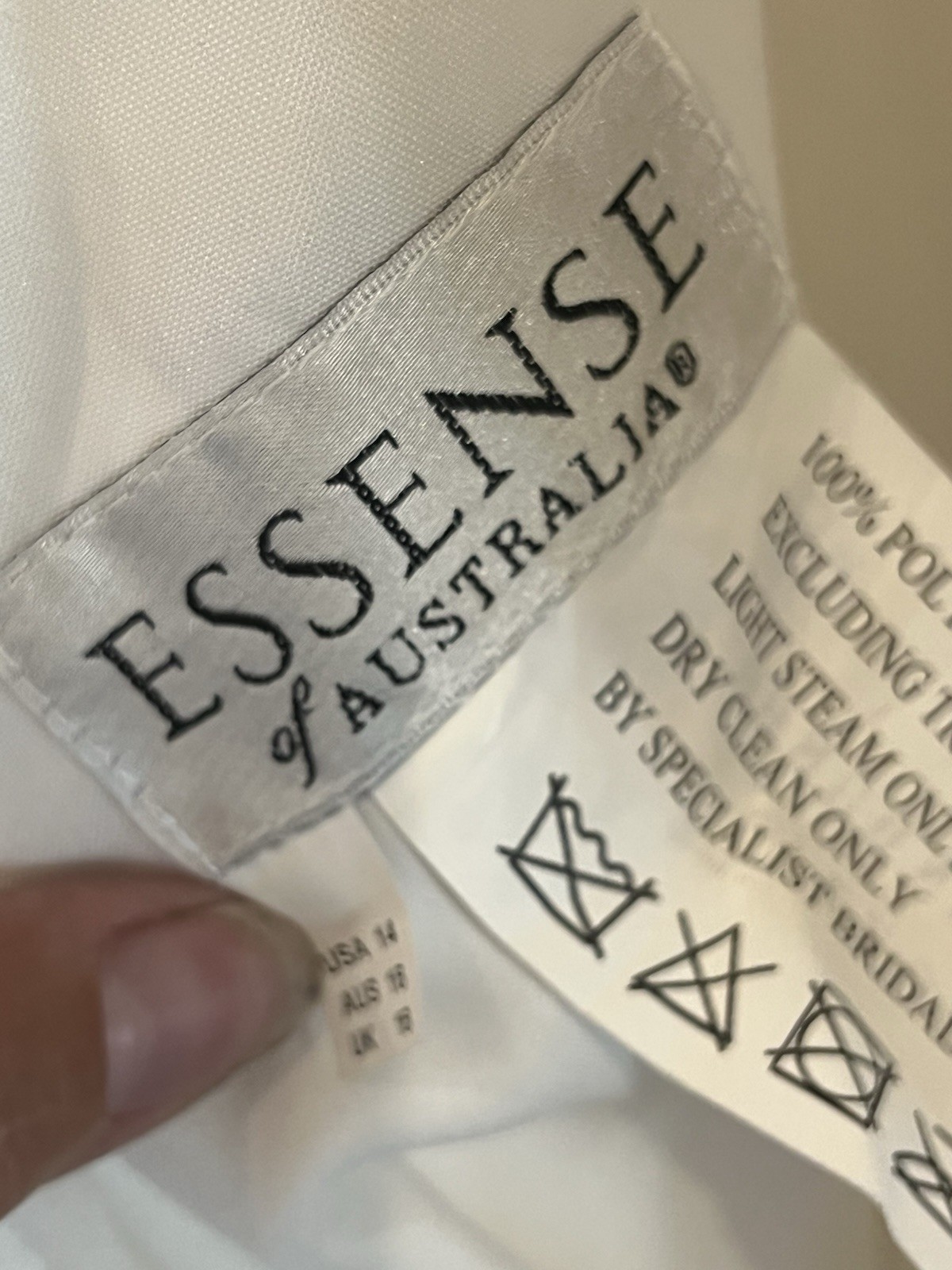 wedding dress size 14 essence of Australia, brand new, unaltered, never worn.