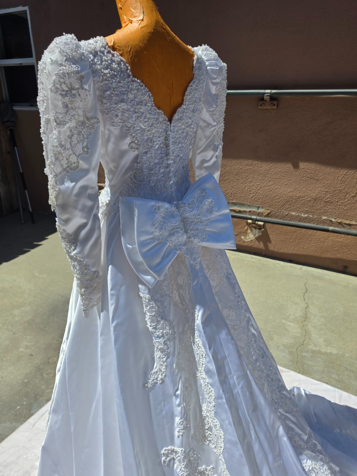 Vintage 1980s Mori Lee Wedding Gown with matching veil crown