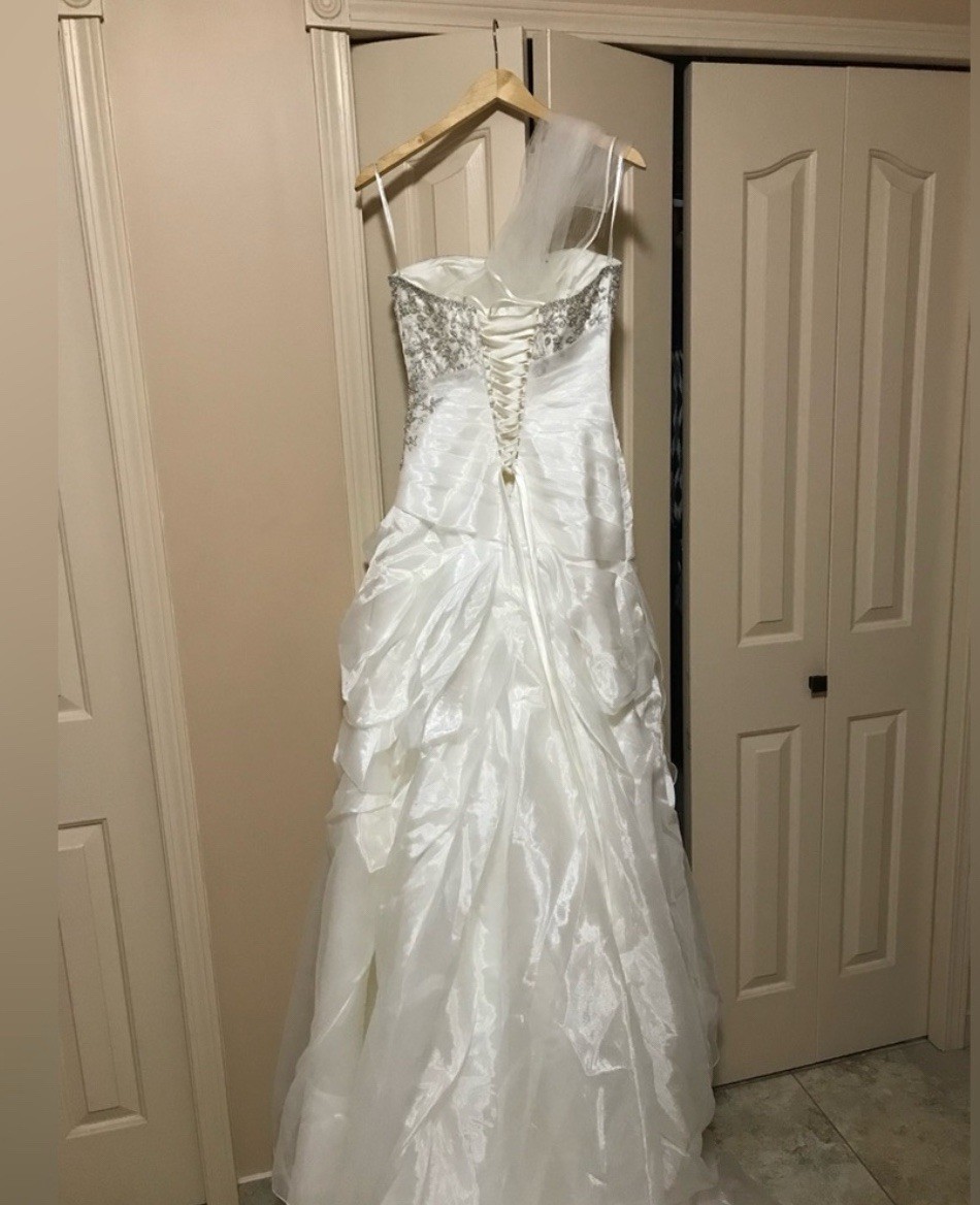 Ella Rosa Wedding Dress Ivory, Veil size 6 Corset Back Fits Size 4-8