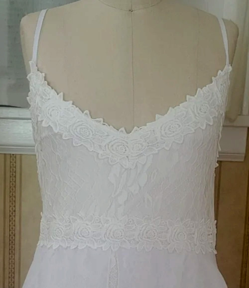 WEDDING Women’s Beach Romantic White Dress Sweatheart Chiffon With Lace Size-M