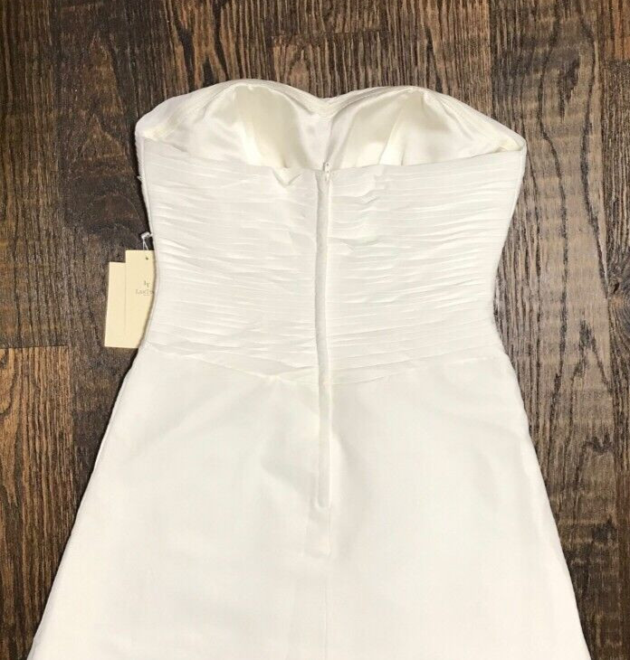 NWT LanTing Ivory Strapless Beach Ruched Chiffon Wedding Dress With Shawl / Wrap
