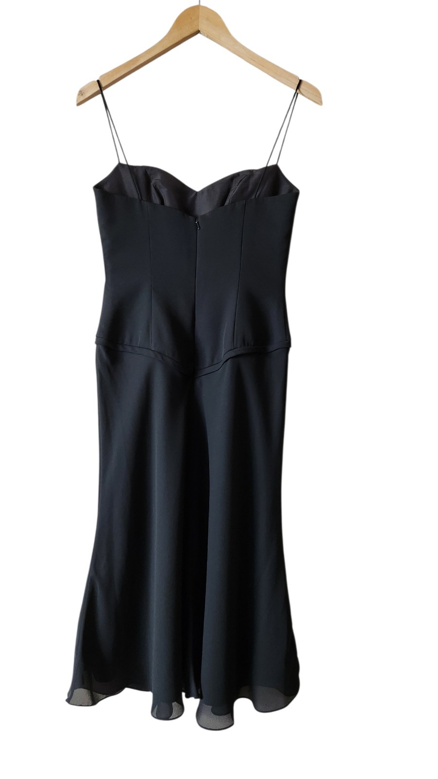 David’s Bridal Midi Black Spaghetti Strap Bow Detail Dress , Size-2