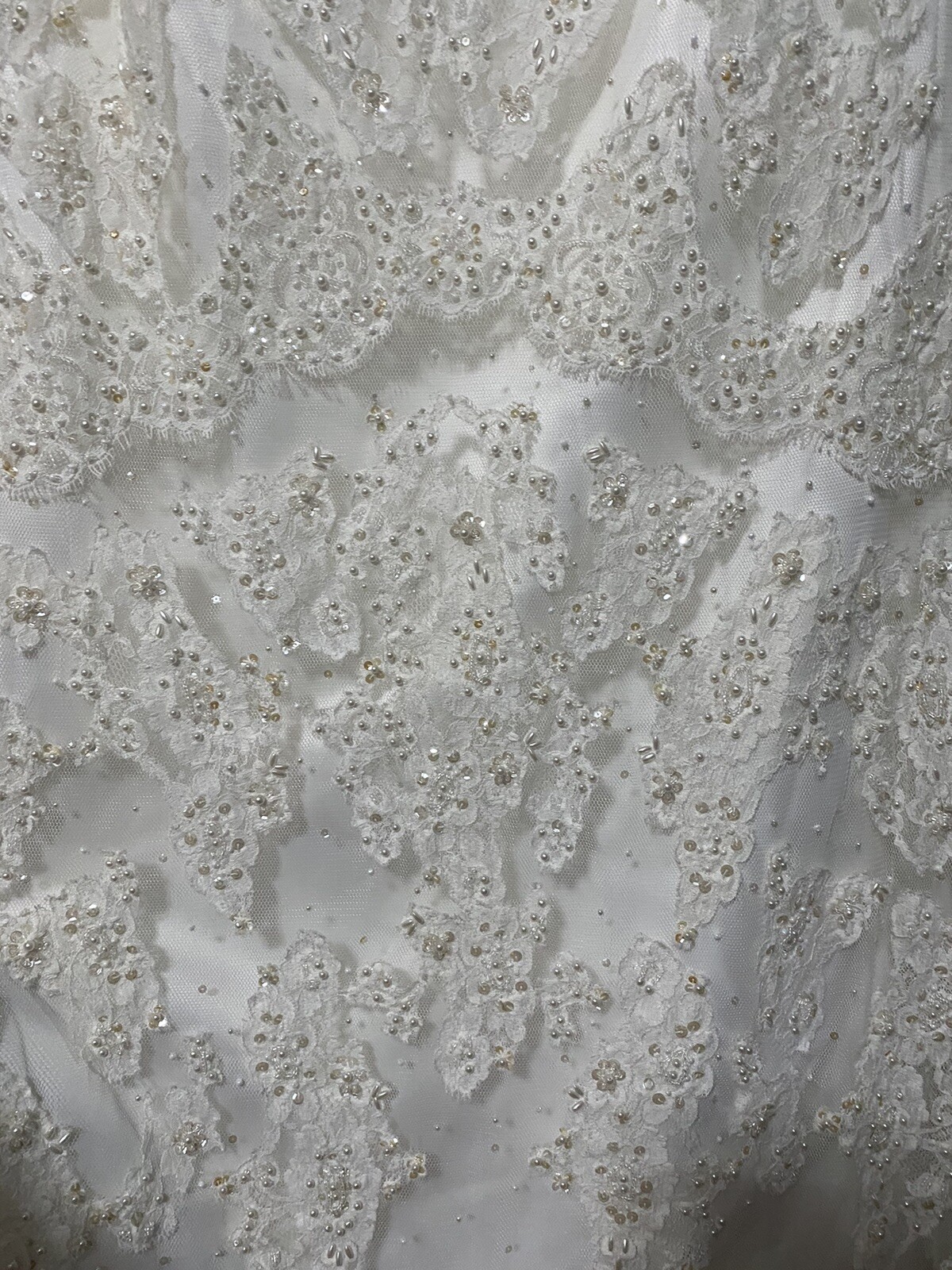 MORI LEE white straight neckline strapless gold beaded appliqué wedding dress 12