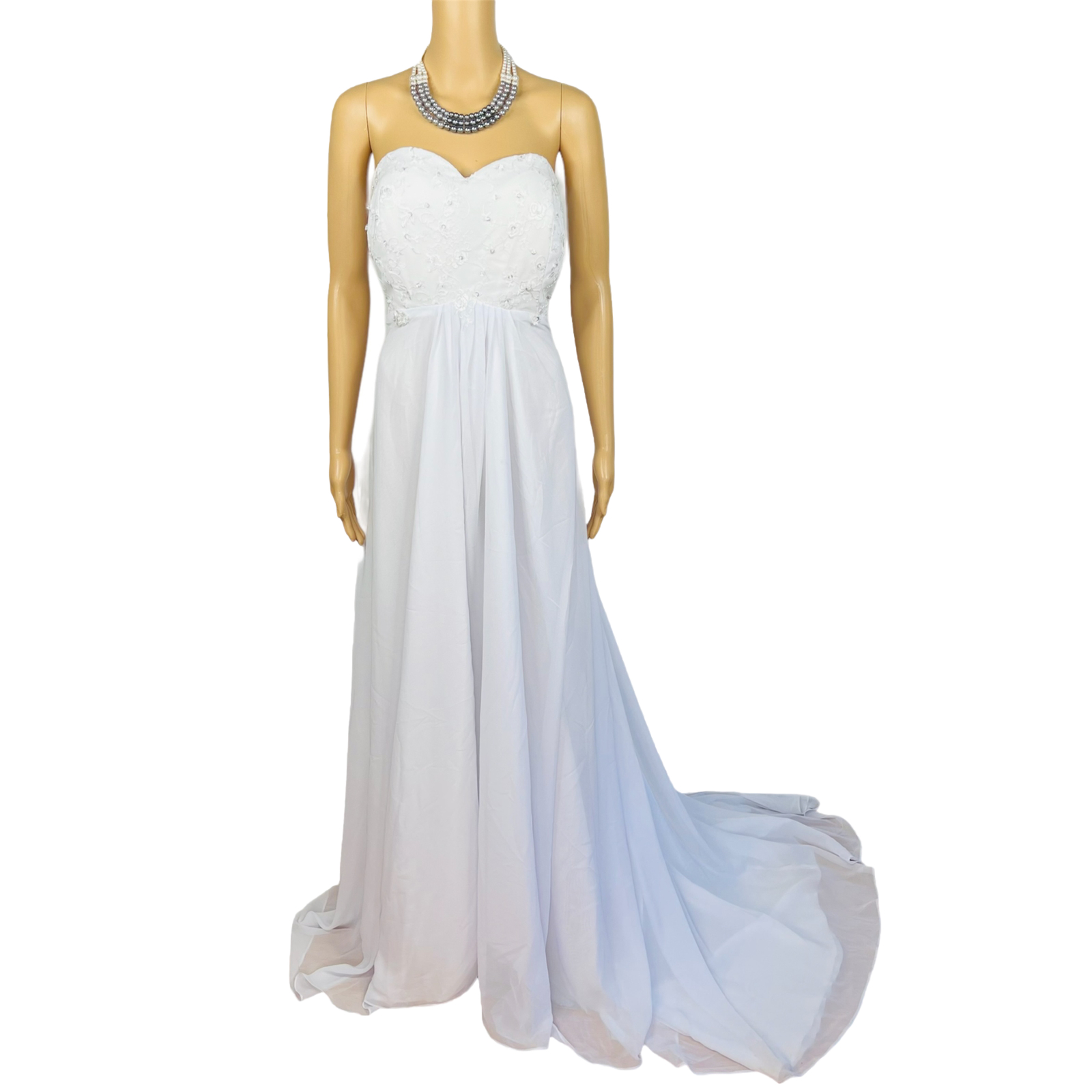Unbranded Laced Wedding Dress Size 18W White Beaded Adjustable String Strapless