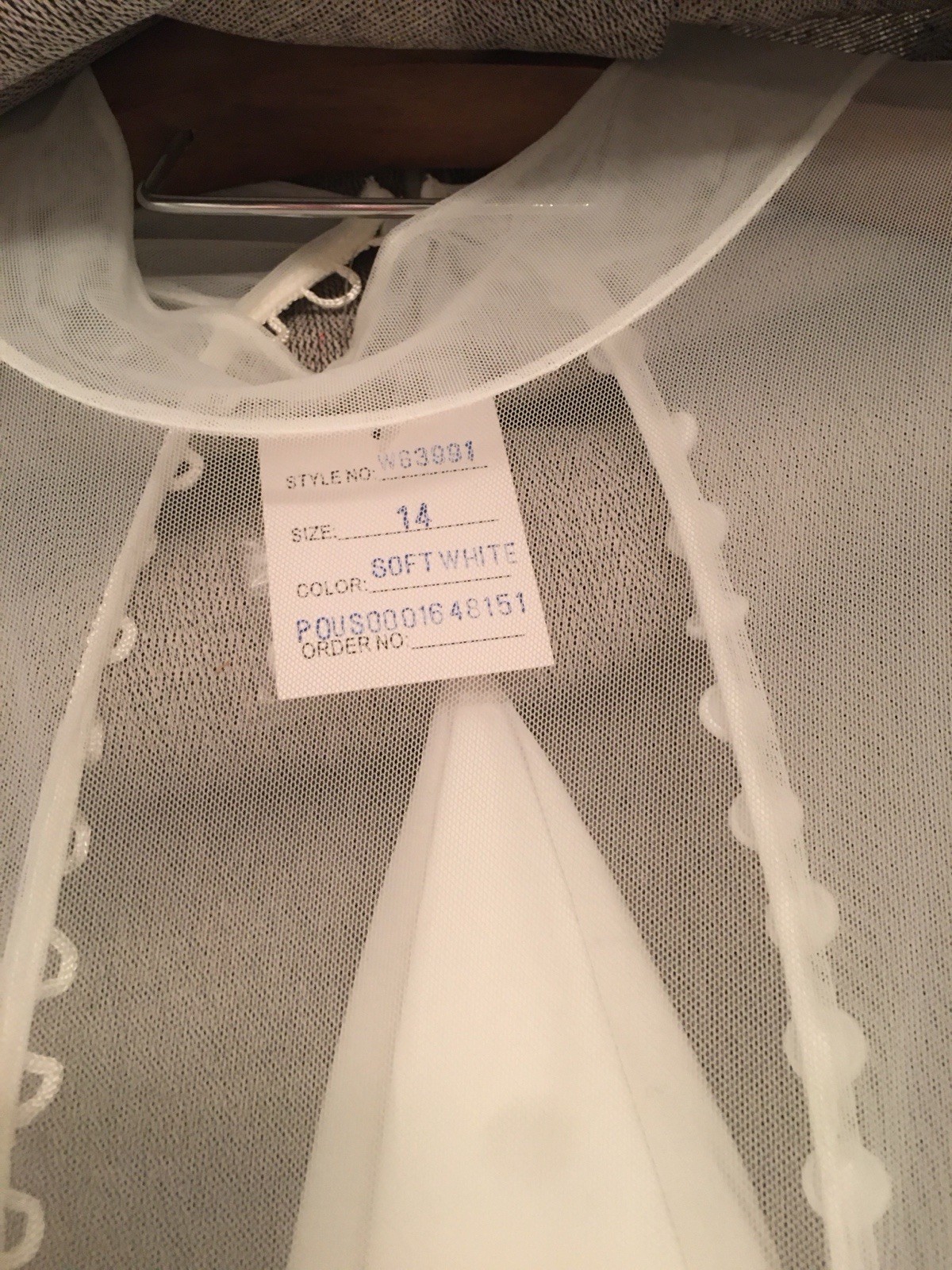 David’s Bridal Fit & Flare Satin Tulle Sweetheart Long Sleeve Sz 14