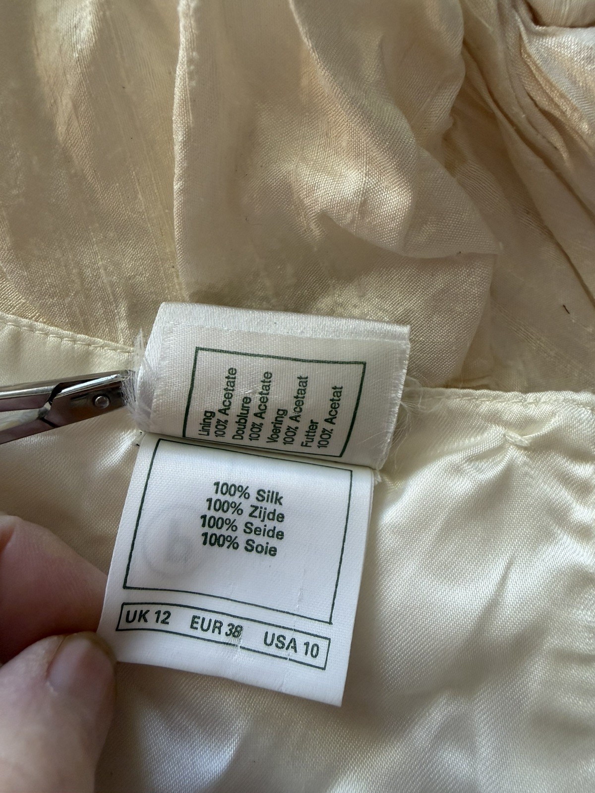 VTG Laura Ashley Ivory Silk Rosettes & Lace Wedding Dress 36 Bust 30 waist 10