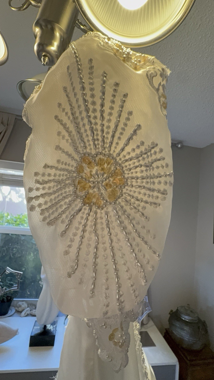 Vintage San Martin Original Beaded Lace High Neck Mermaid 80’s wedding dress