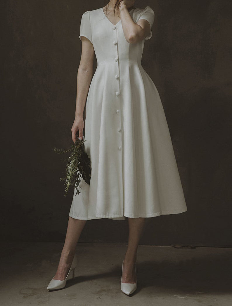 Alice – French style simple elegant wedding dress.
