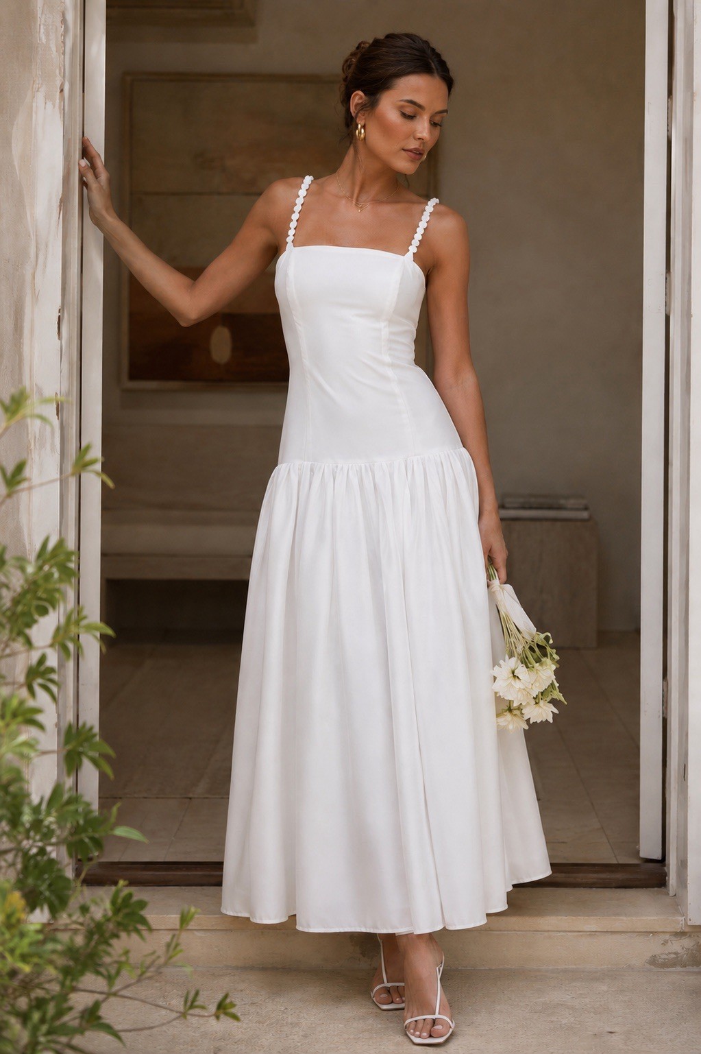 Lulus Modern Adoration Wedding Dress Sz Medium White Satin Lace Up Bridal Maxi