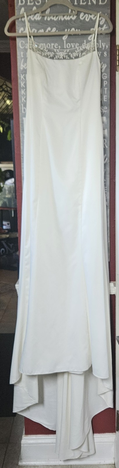 Vintage 2004 Ivory Bridal Gown Illusion Back Covered Buttons Chapel Train Sz 10