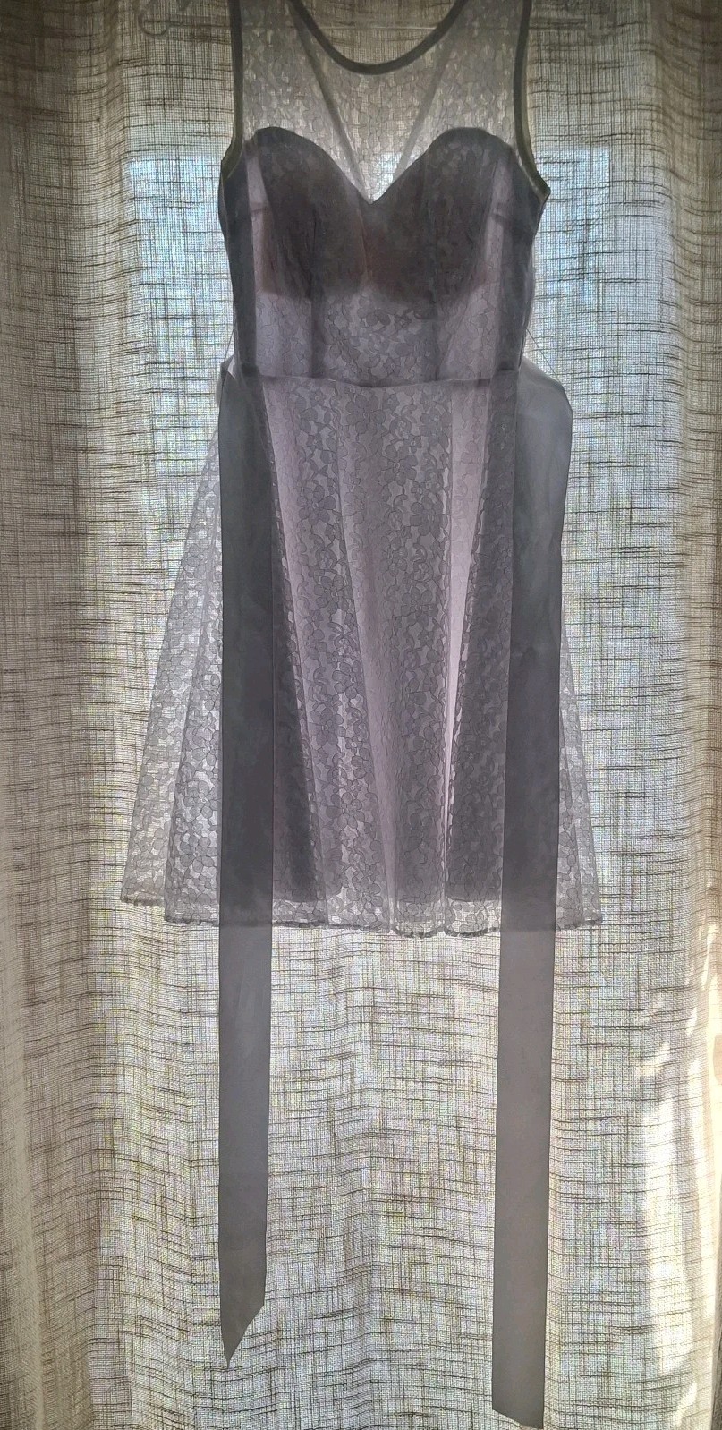 XS Lace Wedding Formal Cocktail Confirmation Homecoming Dress White w Ivory Trim