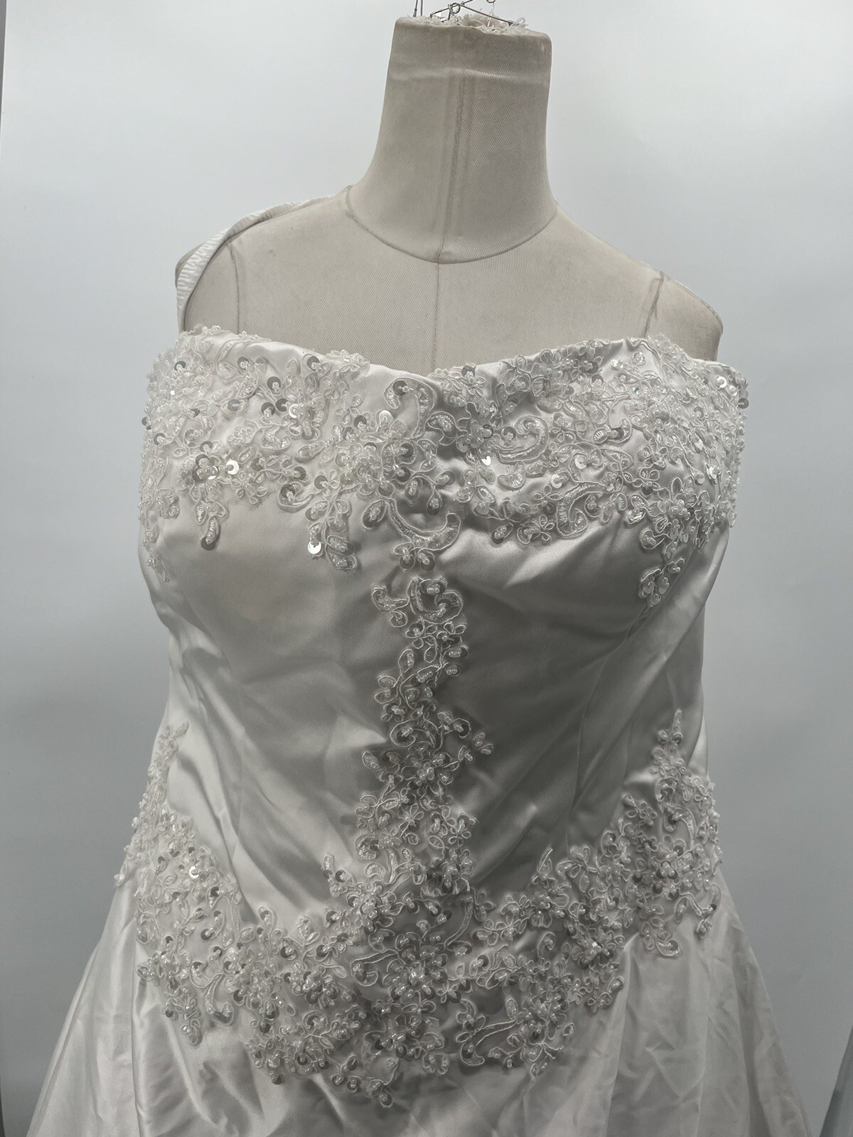 Women’s Beaded Sleeveless Corset Back White Wedding Bridal Dress Custom Size