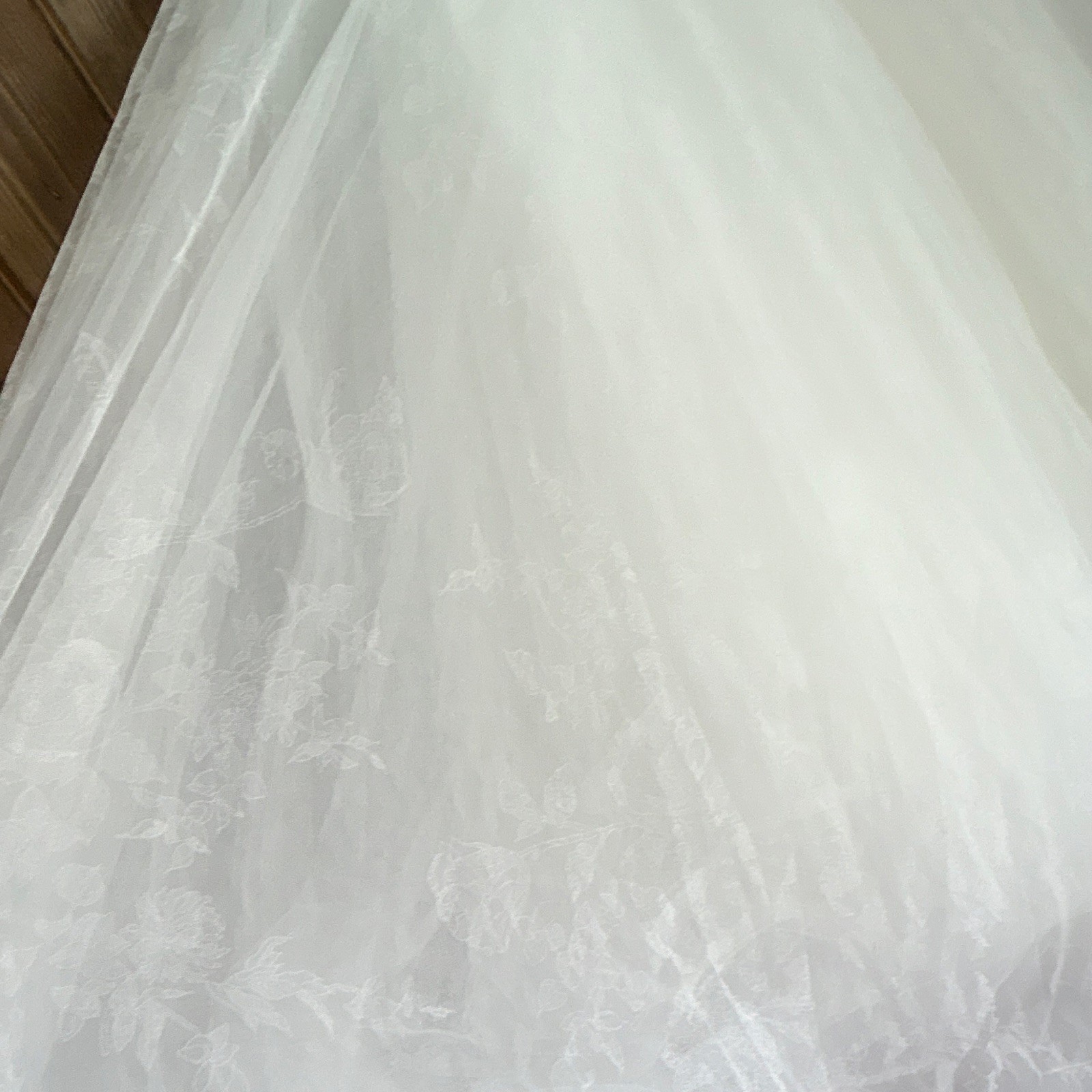 White Strapless Lace Bodice Ball Gown Wedding Dress Full-Length Corset Back