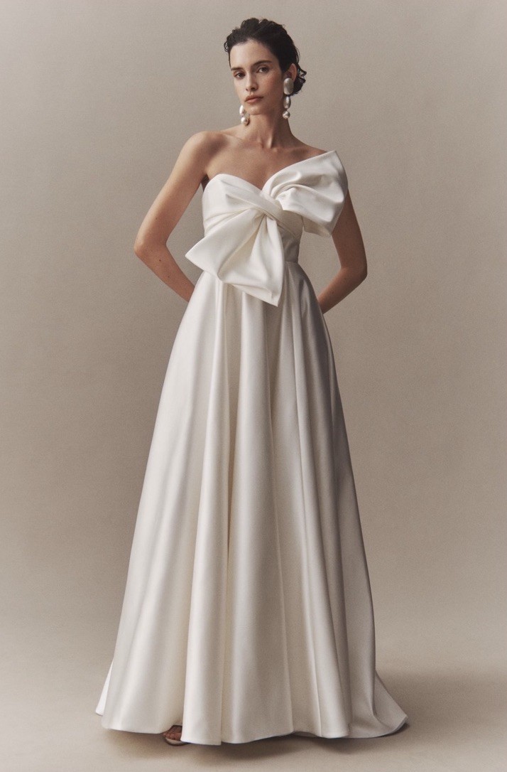 Wtoo by Watters Nanette Strapless Ivory Bow Front Ball Gown Wedding Dress 6