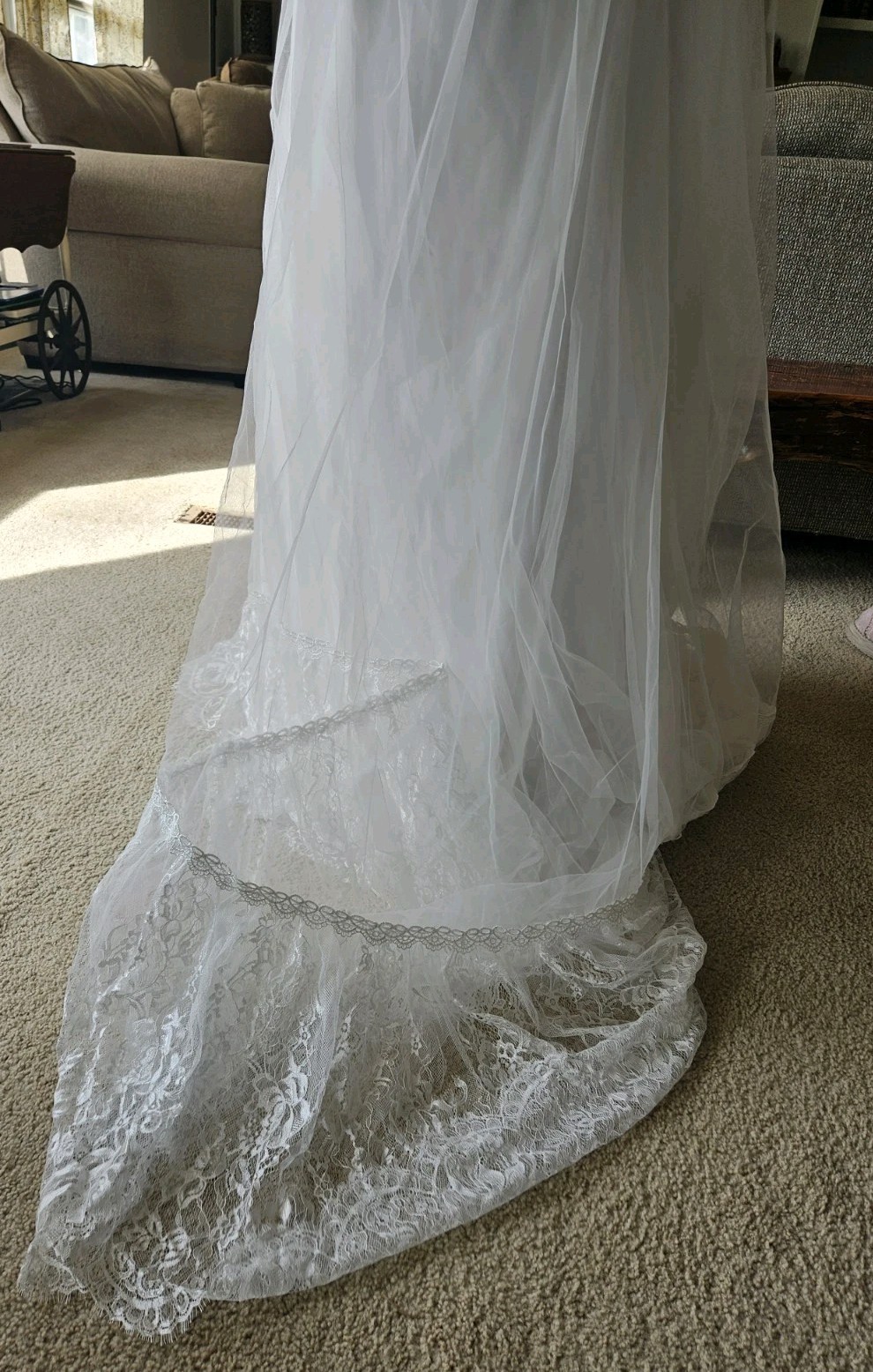 Ivory Wedding Gown High Neck Short Sleeve Sz M Anne of Green Gables Dress