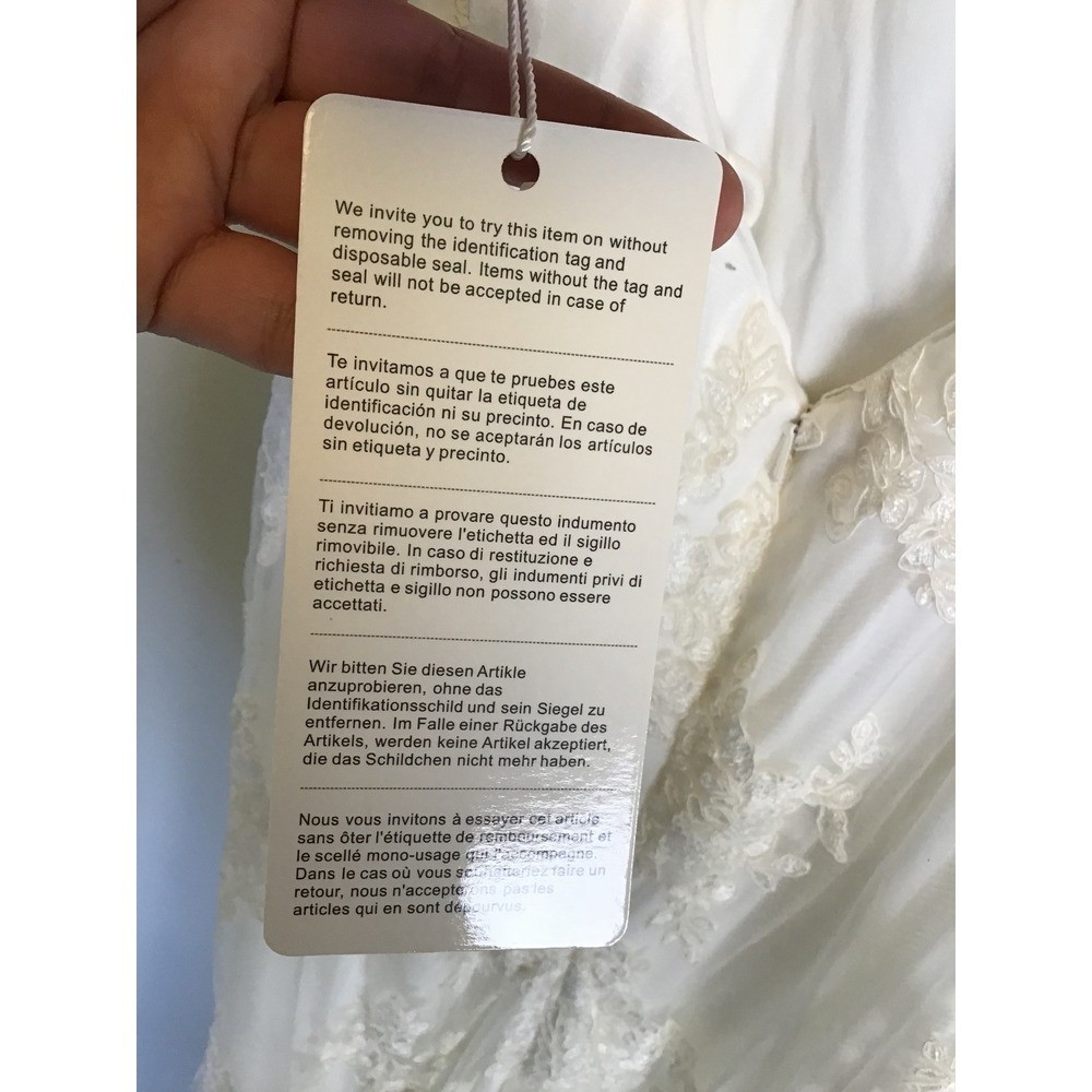Stacees Women’s Ivory Floral Lace Open Back Spaghetti Strap Bridal Dress NWT