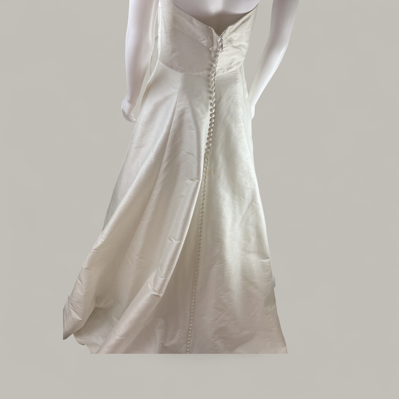 Strapless Wedding Dress Bridal Gown A-Line Buttons Back hidden zipper Gown